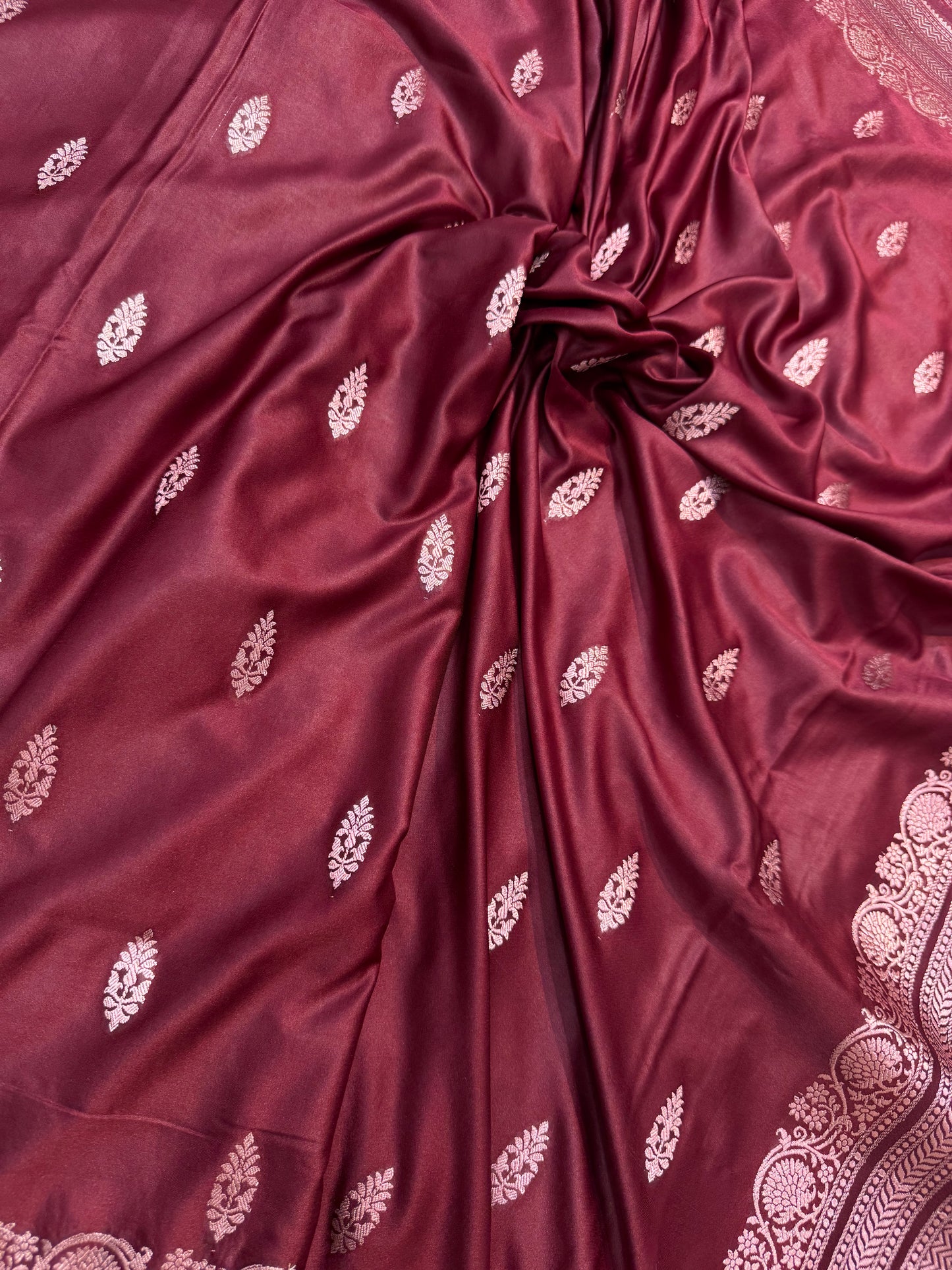 Wine shade premium mashru silk Banarasi saree