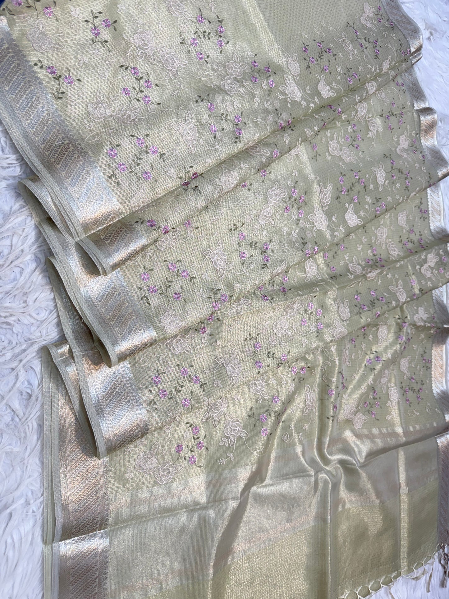 Banarasi kota embroidery saree
