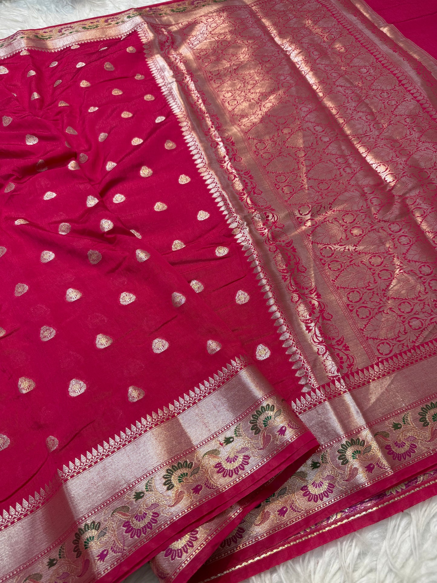 Semi Raw mango soft silk banarasi saree