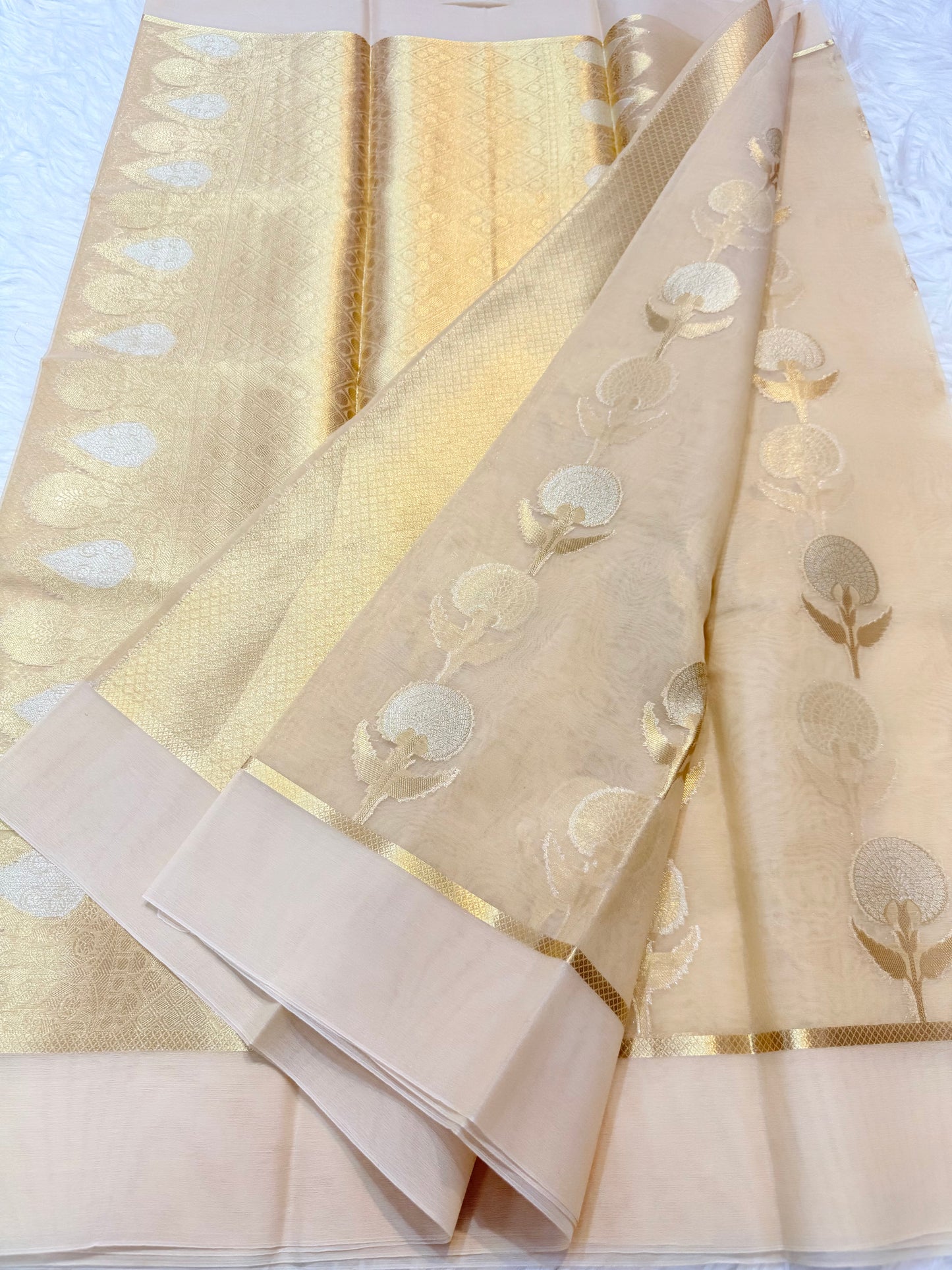 Banarasi kora organza alfi saree
