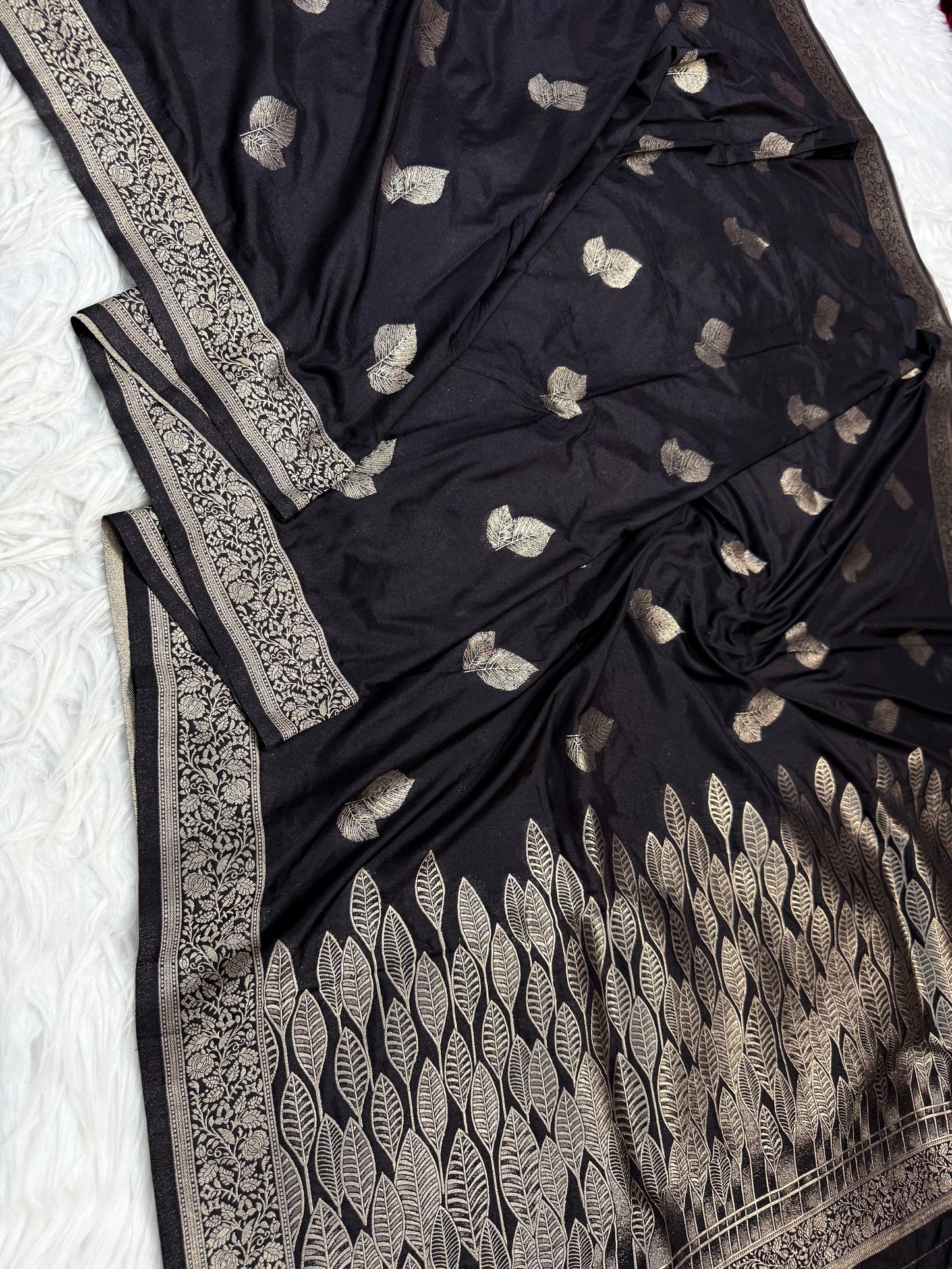 Black premium soft silk Banarasi saree