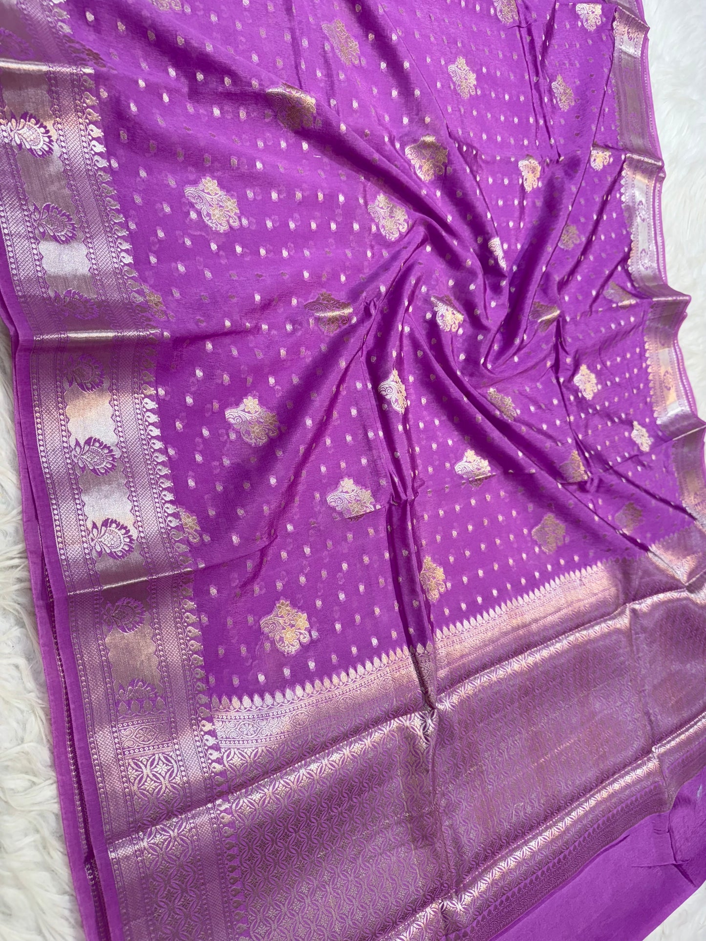 Purple shade Raw mango soft silk banarasi saree