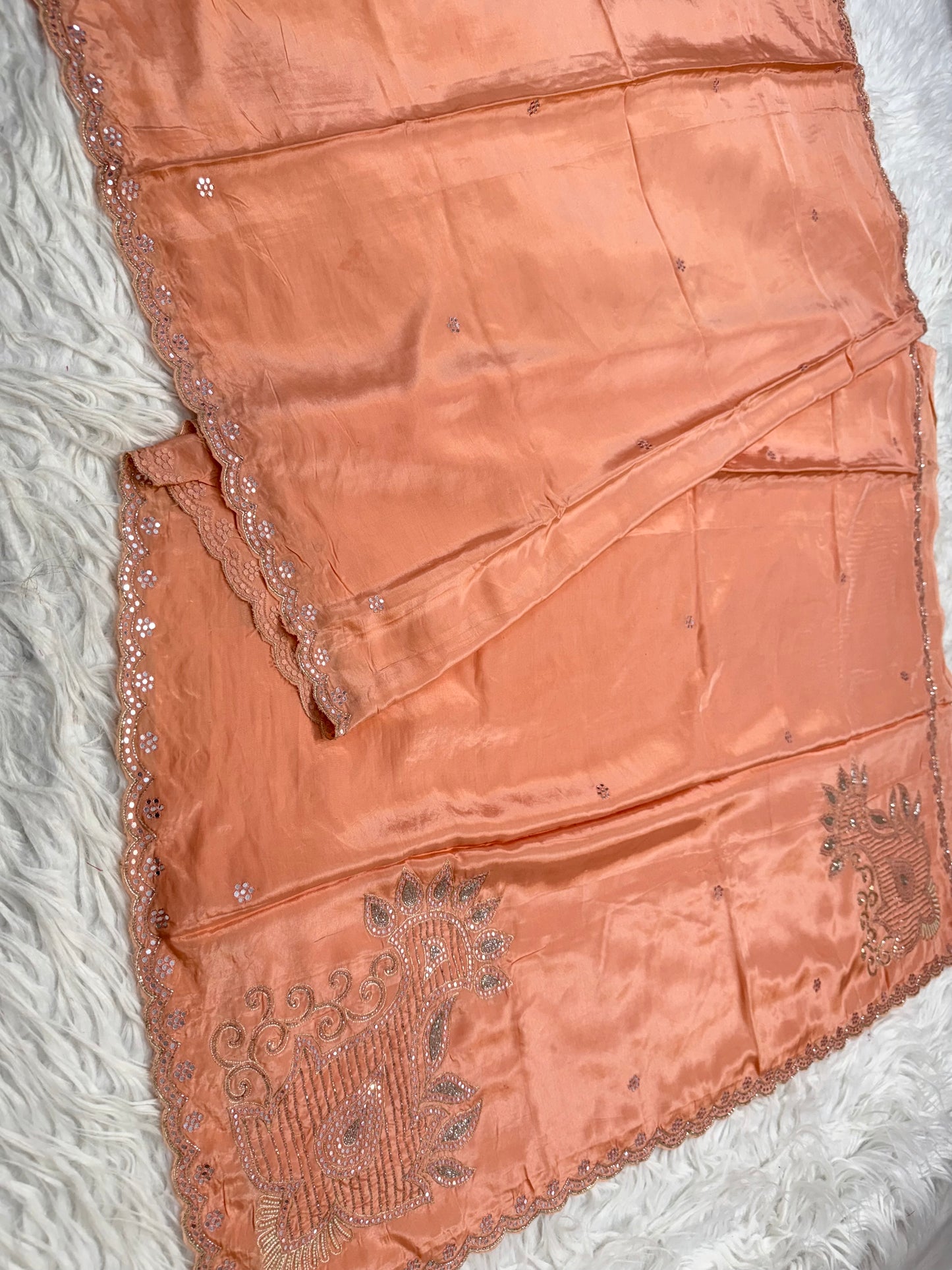 Soft silk zardosi work fancy party wear saree