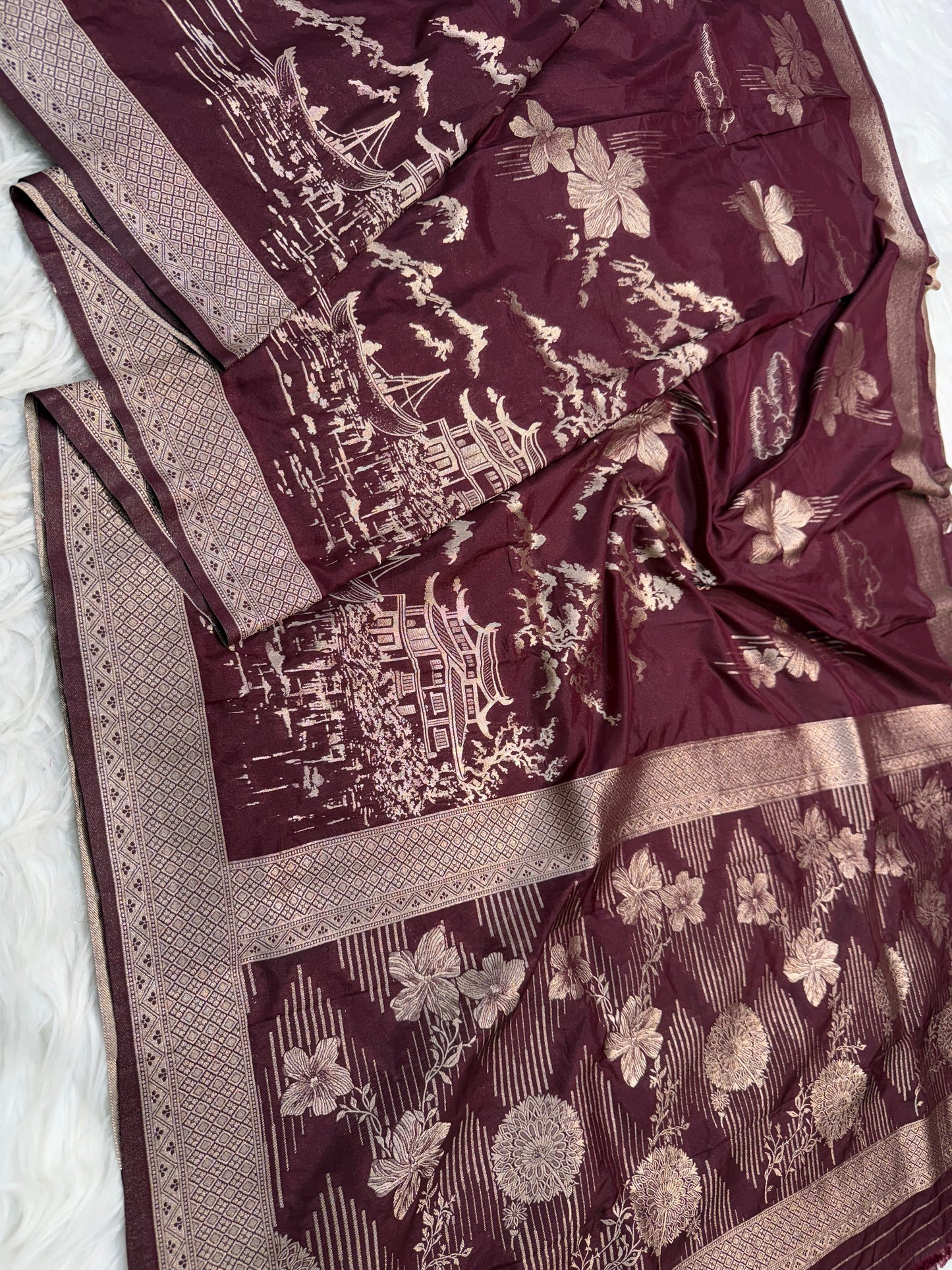 Wine premium soft silk saree