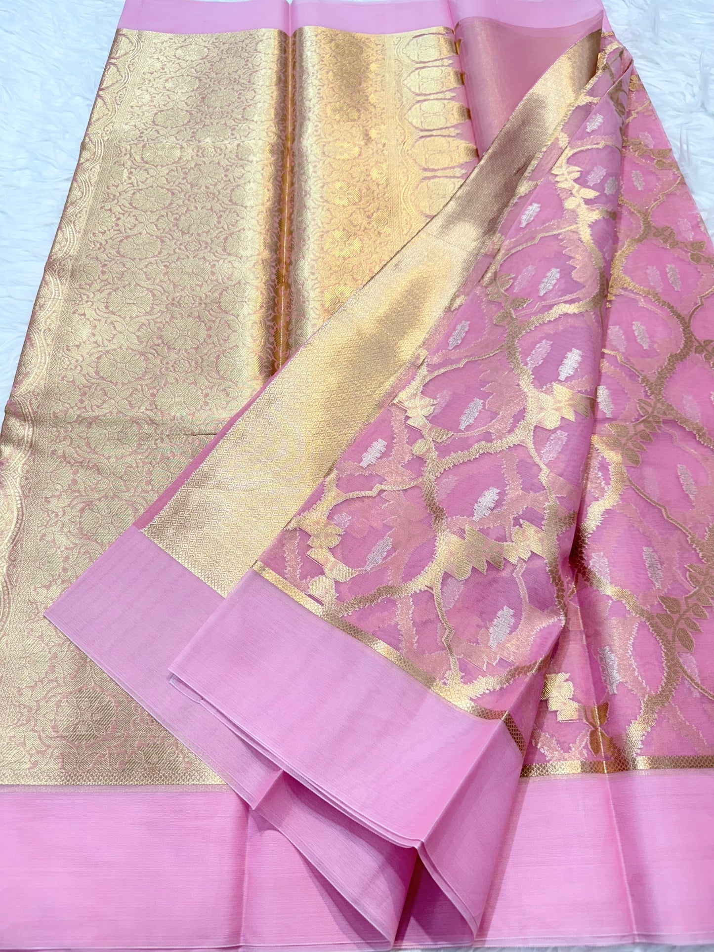 Banarasi kora organza alfi saree