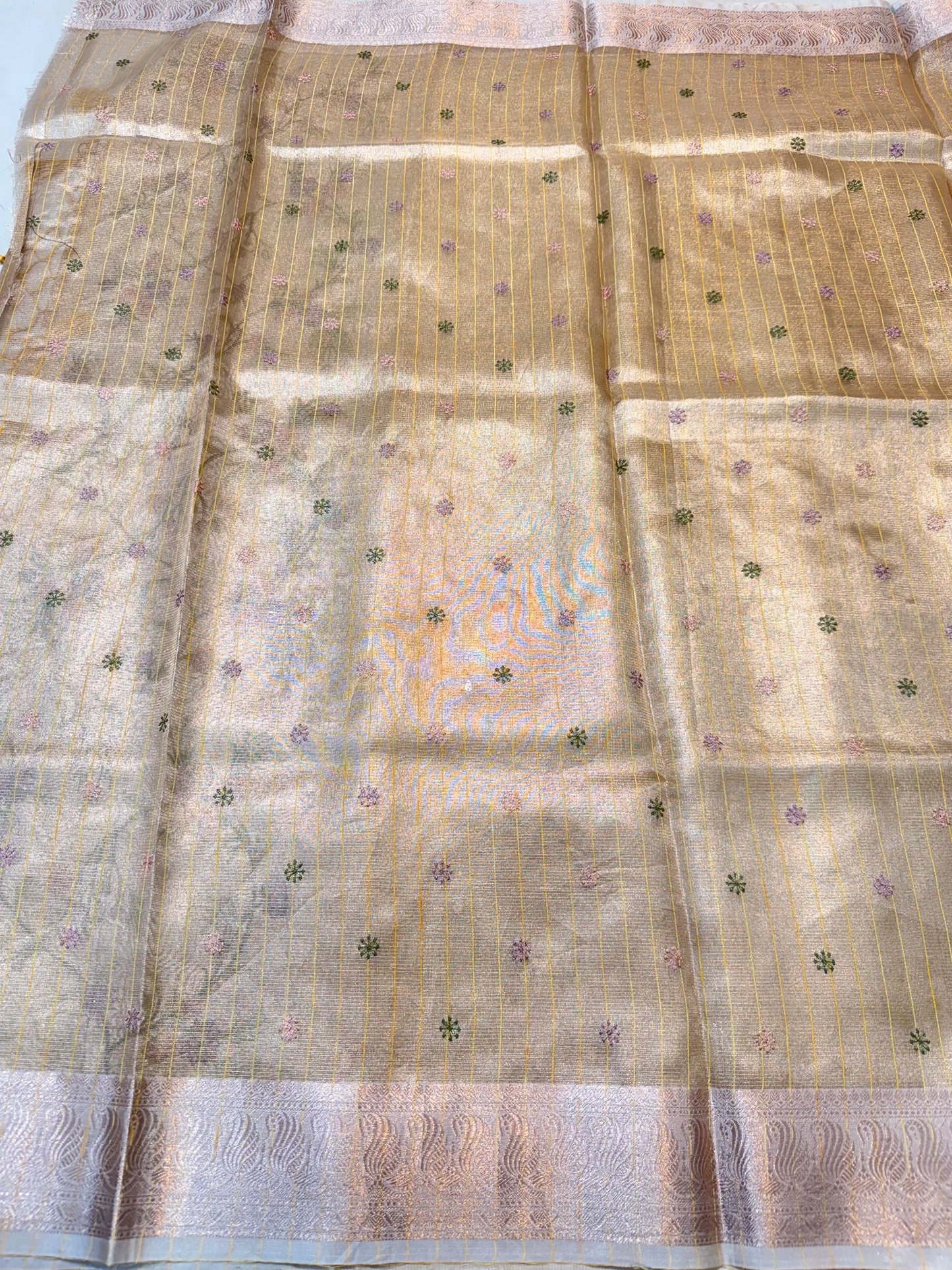 Light slate blue shade kota tissue kota designer embroidery handwork premium Banarasi saree