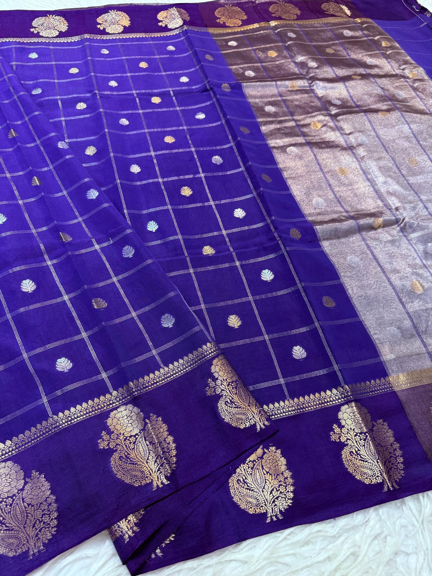 Navy Raw mango soft silk banarasi saree