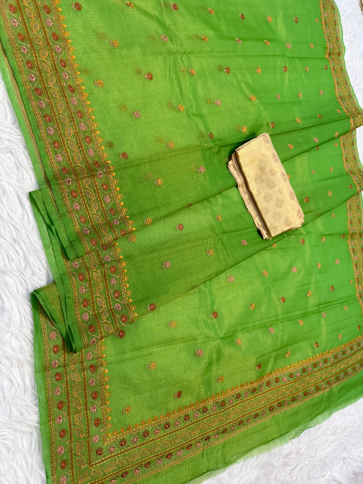 Banarasi tissue embroidery saree
