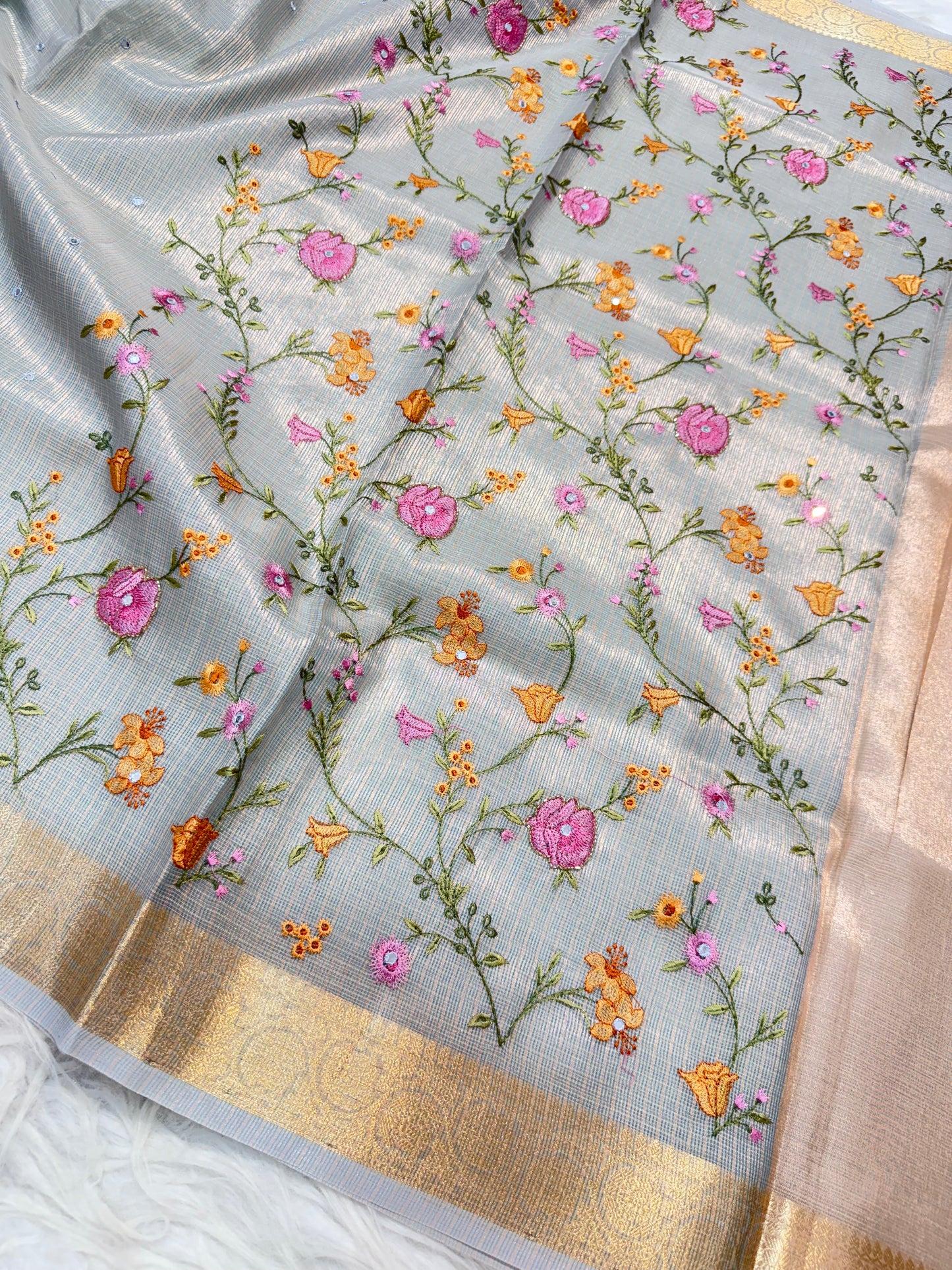 Banaras tissue kota fancy work saree