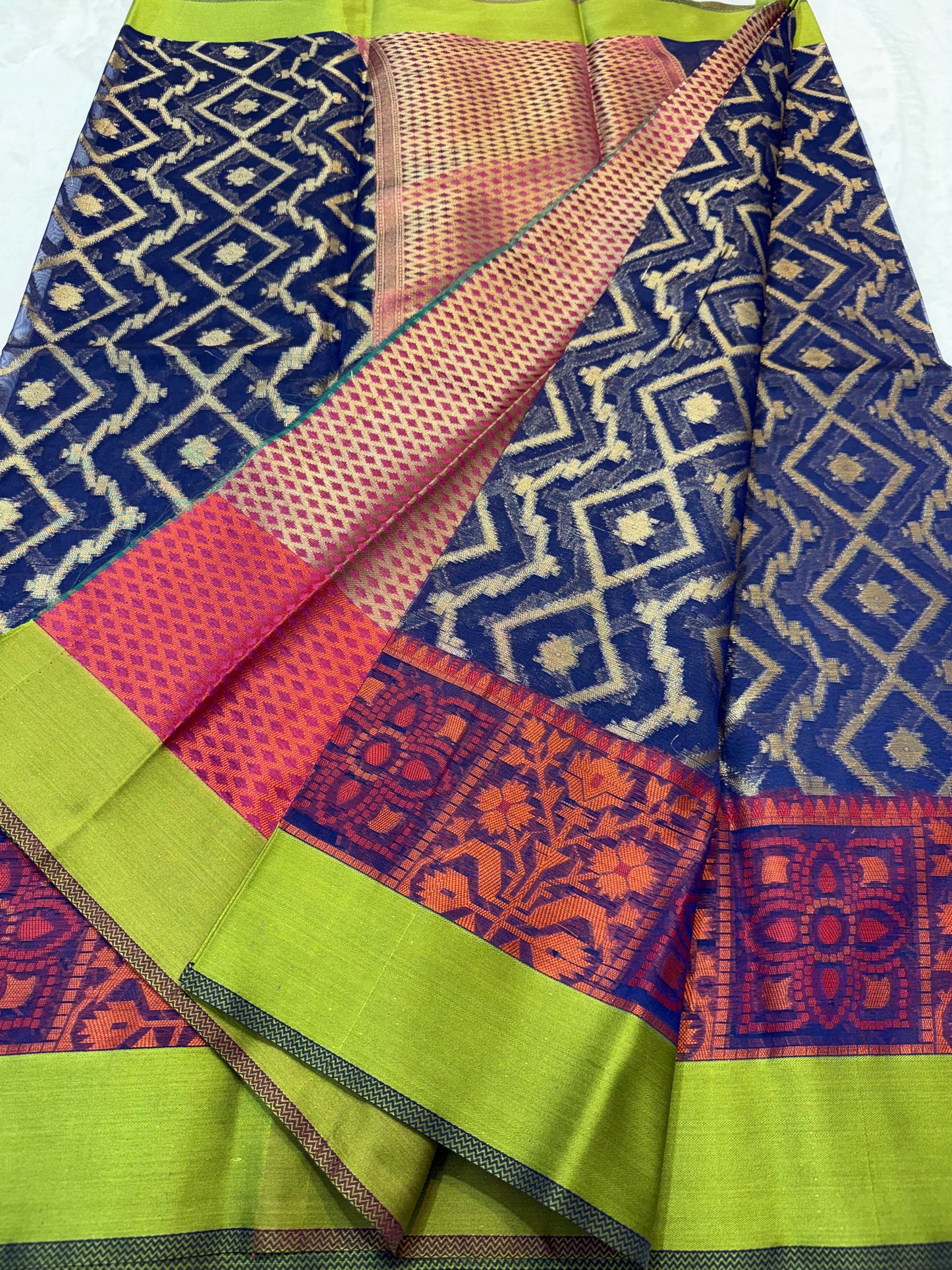Multicolour shade kora organza Banarasi saree