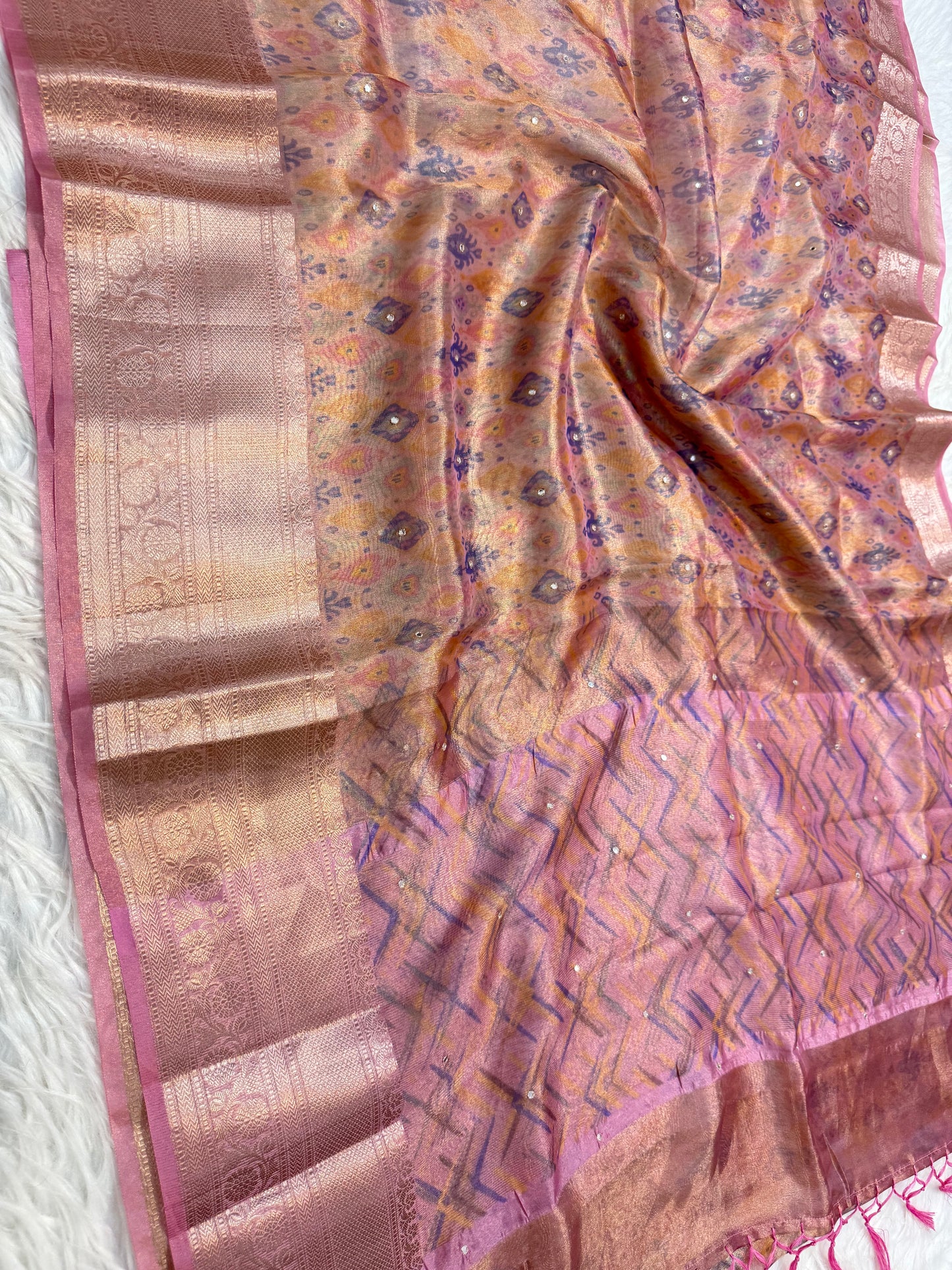 Tissue digital print handwork Banarasi saree