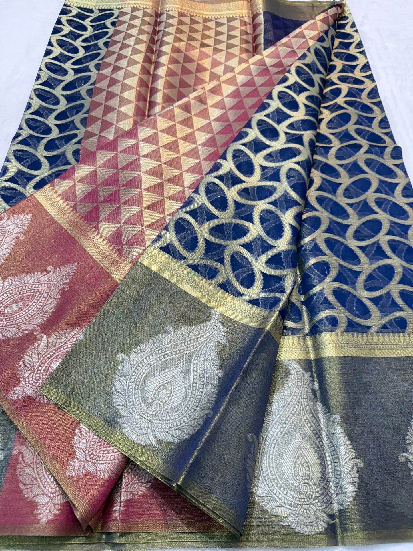 Navy shade kora organza Banarasi saree