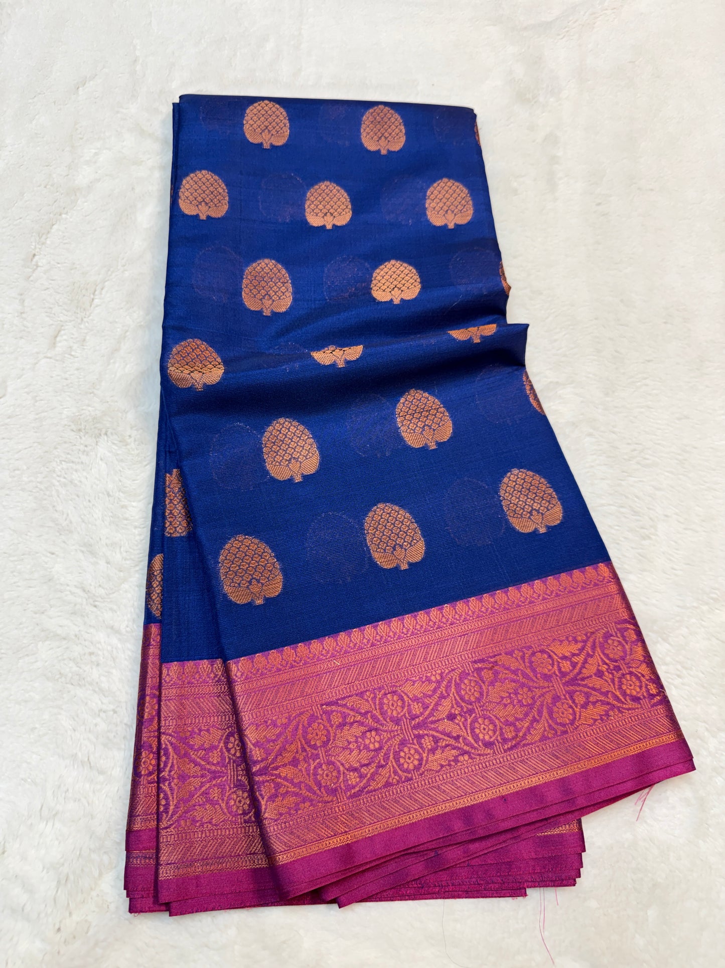 Blue royal pink premium soft silk Banarasi saree