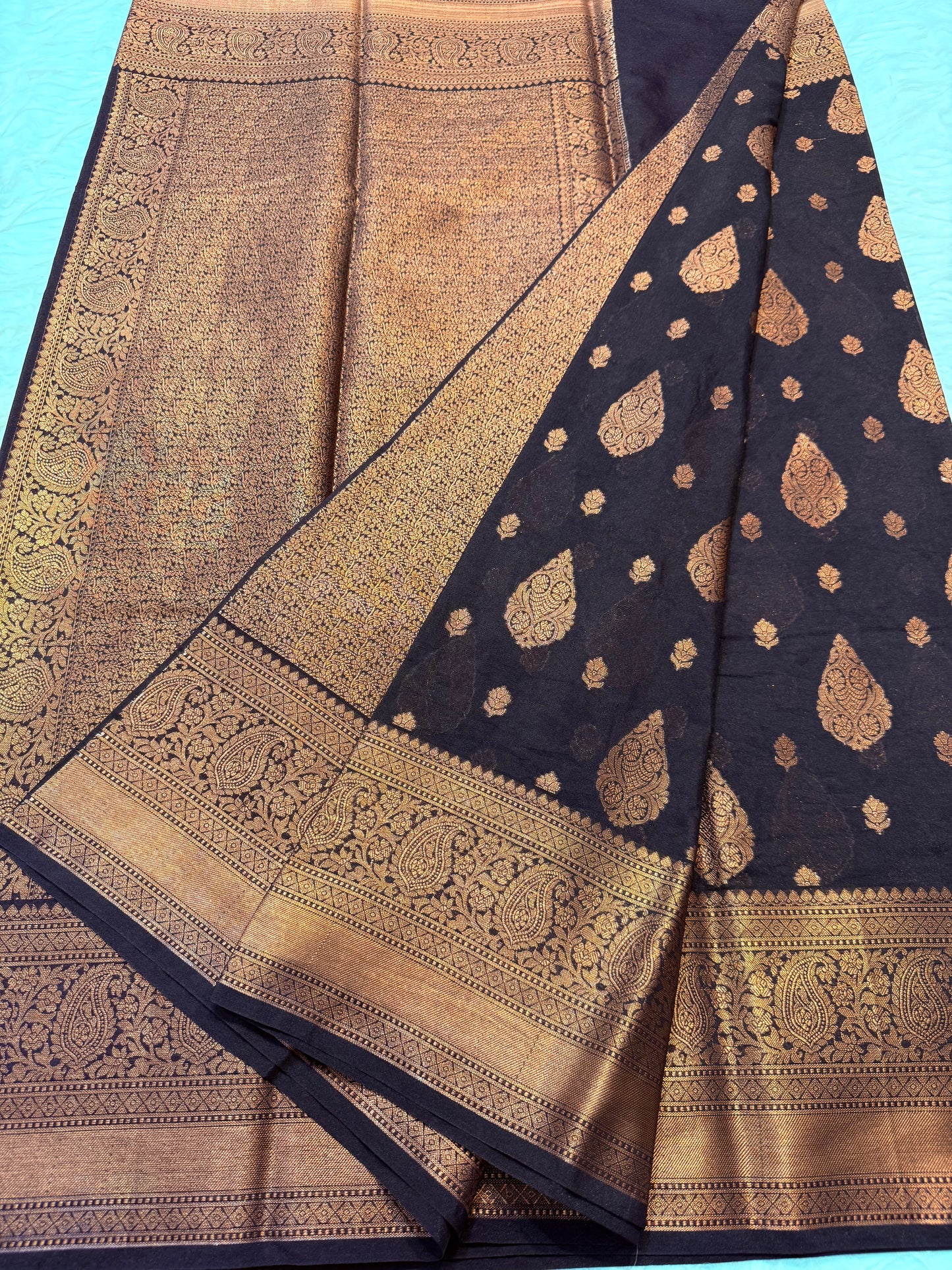 Black shade georgatte Banarasi saree