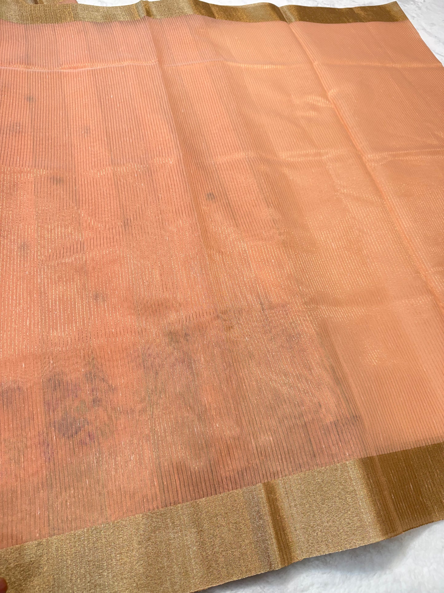 Peach shade linen embroidery premium Banarasi saree