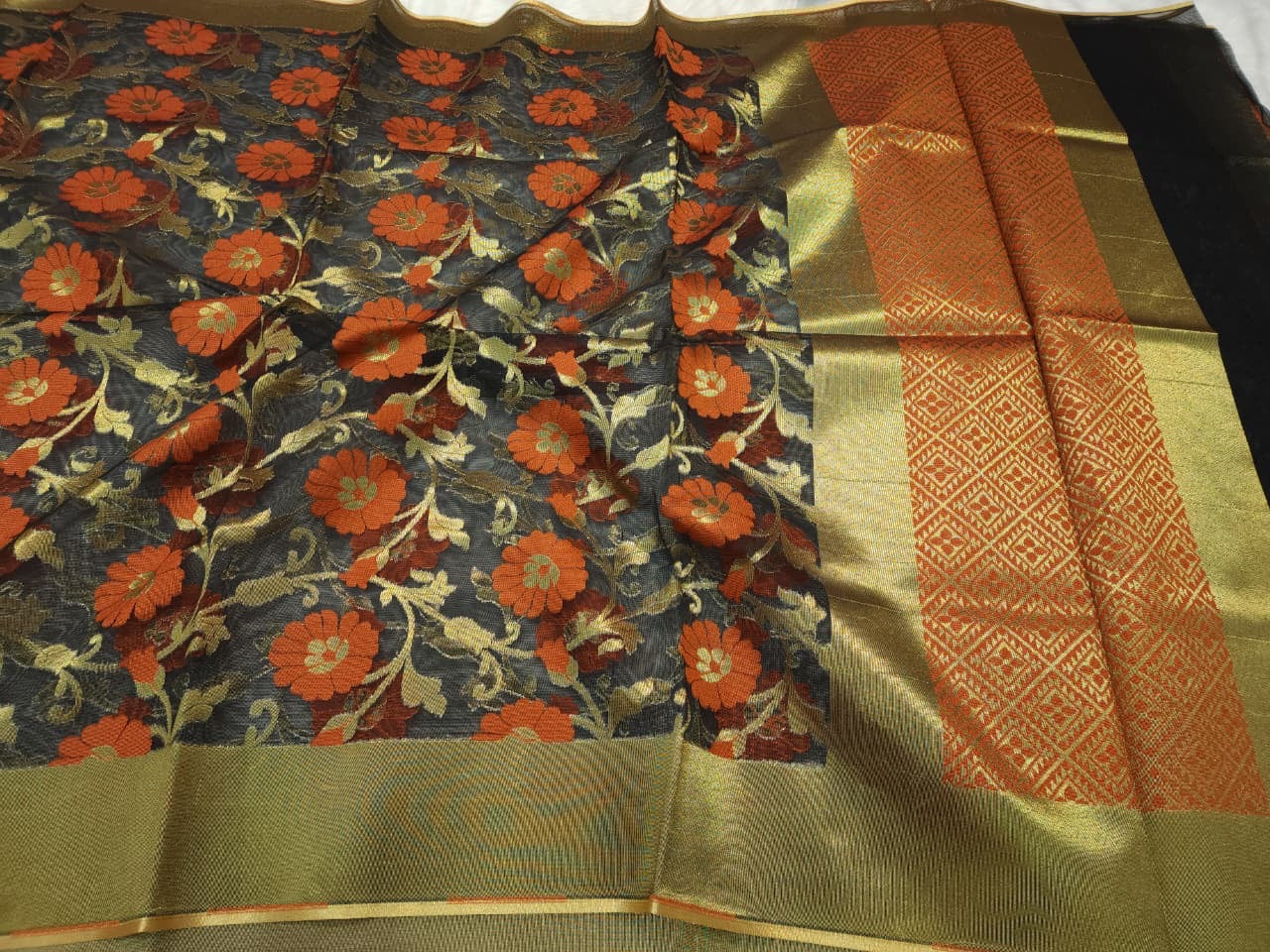 Multicolour shade supernet silk premium Banarasi saree