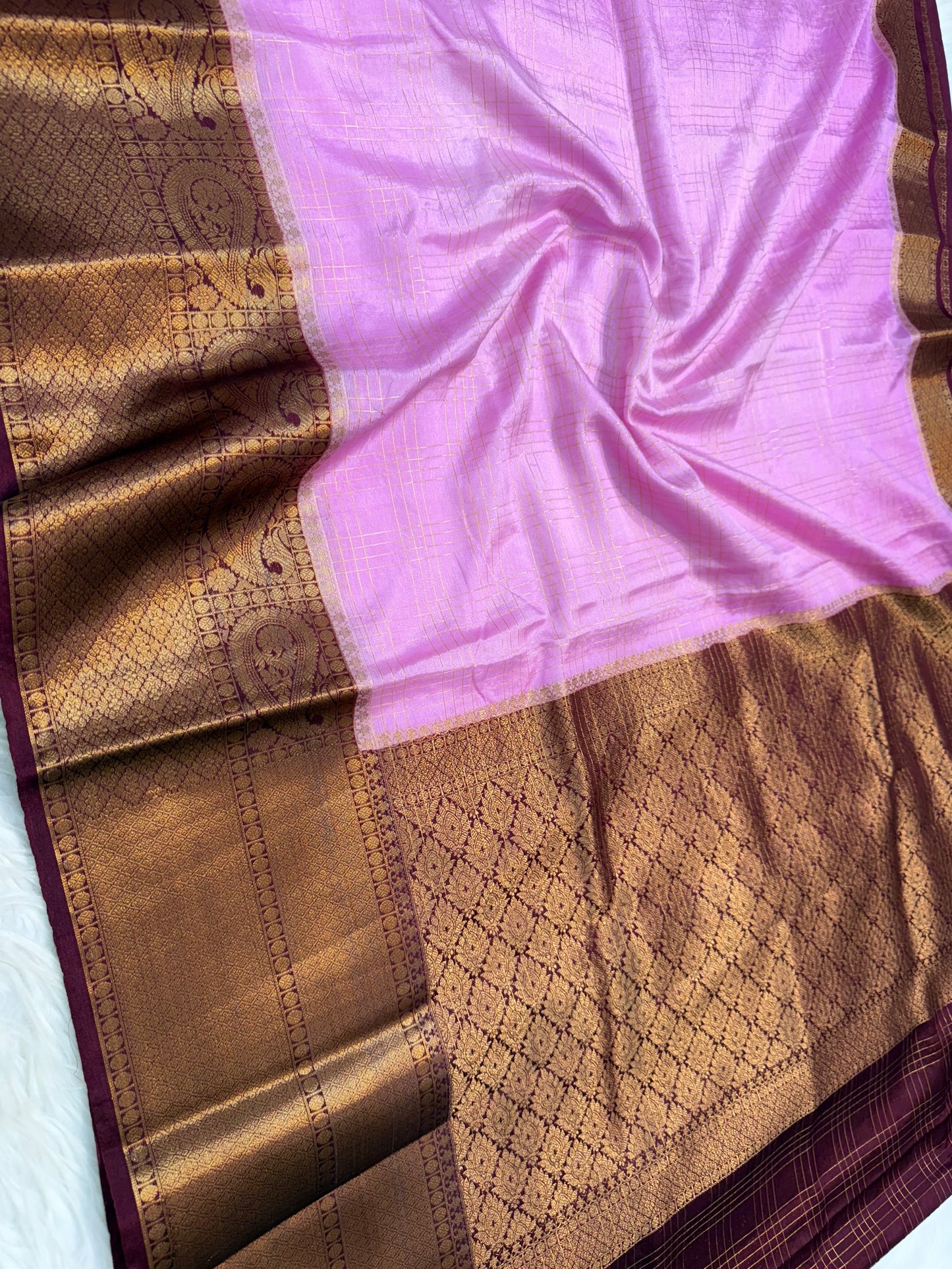 Pink mgenta warm silk premium Banarasi saree