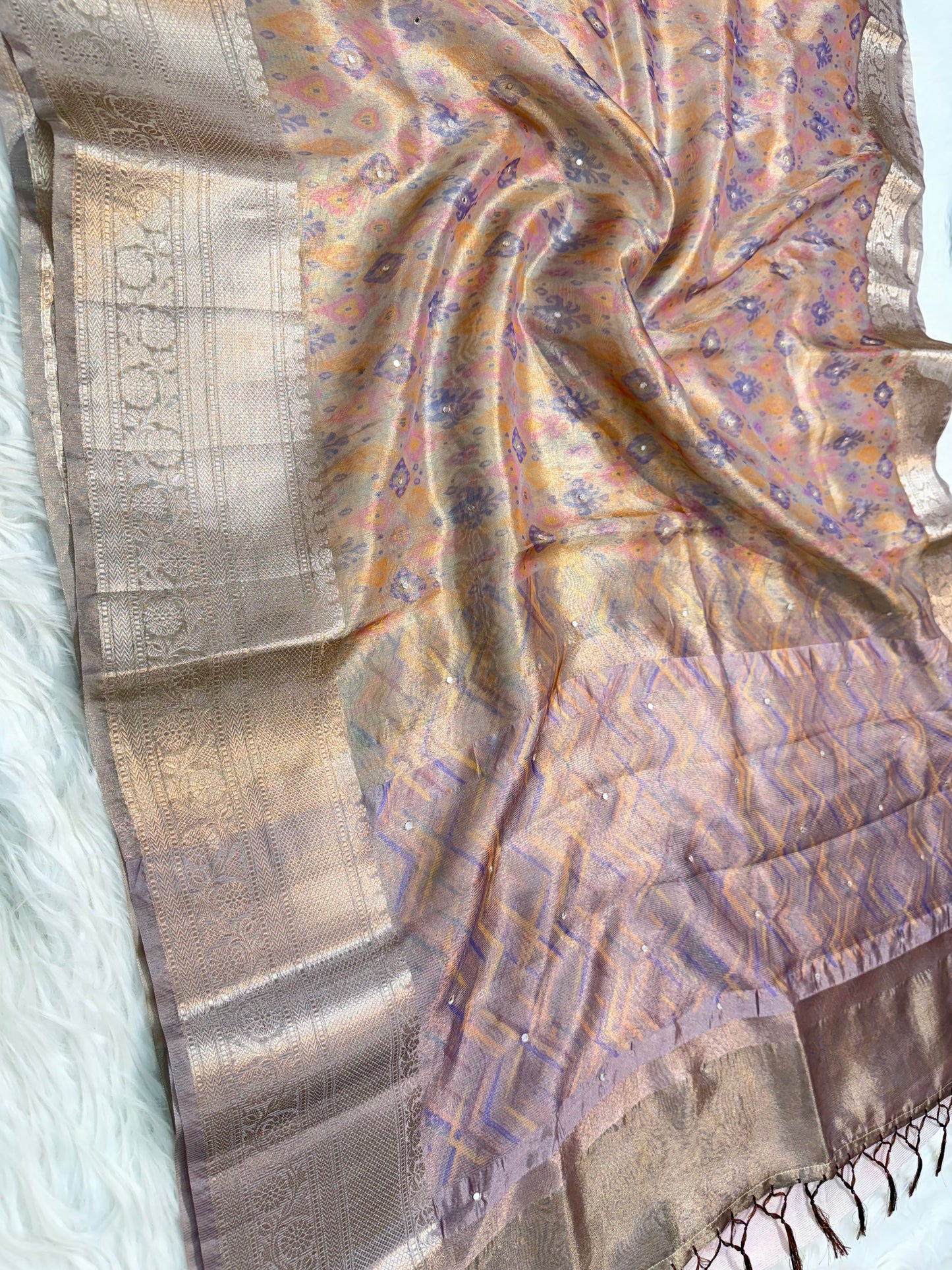 Tissue digital print handwork Banarasi saree