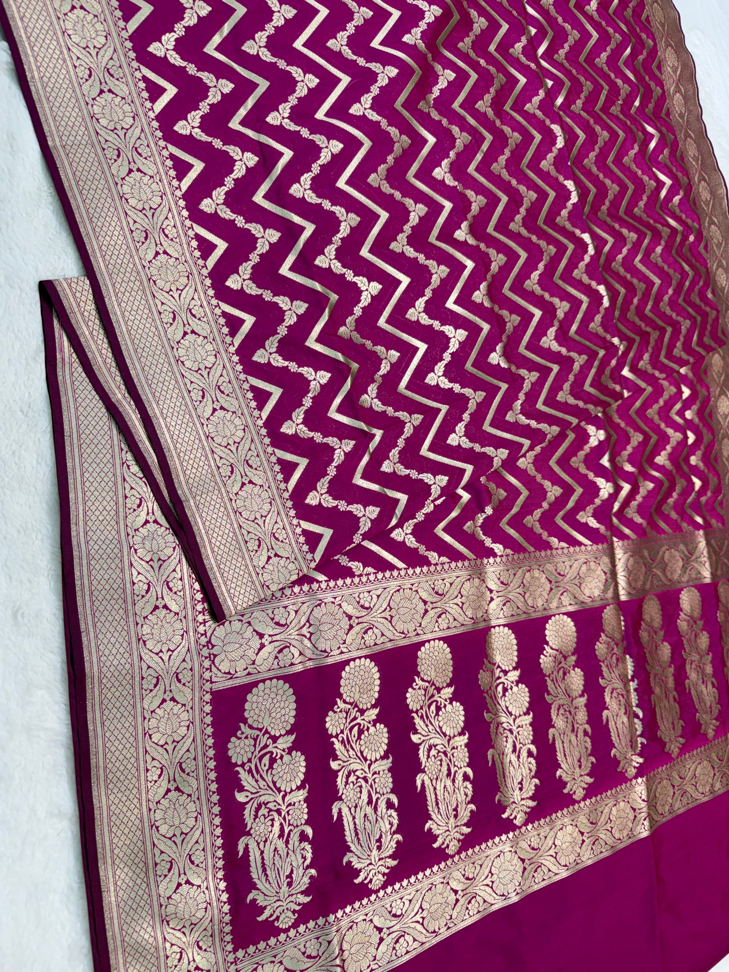 Magenta shade katan Banarasi silk Saree