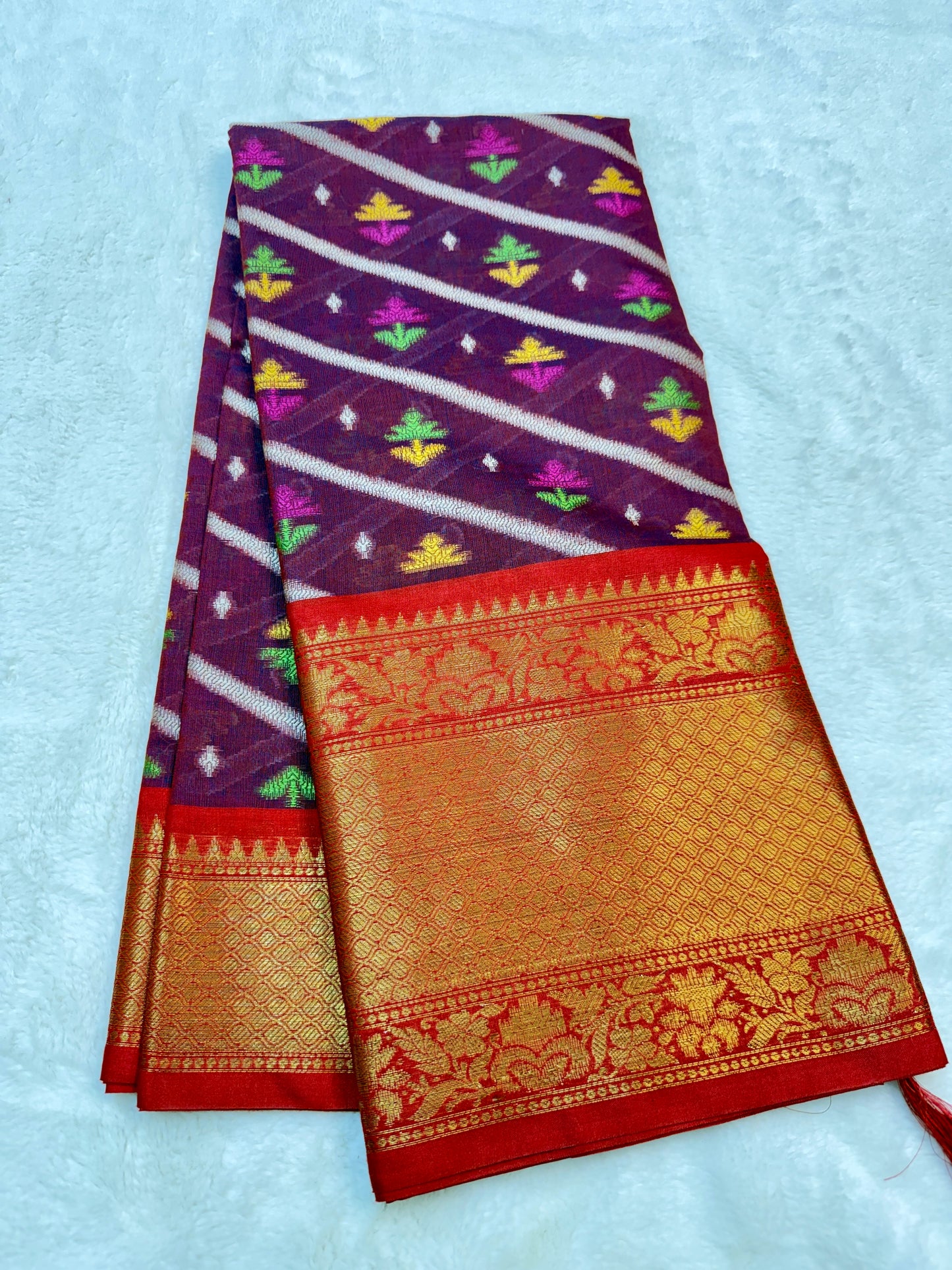 Multicolour cotton silk premium Banarasi saree