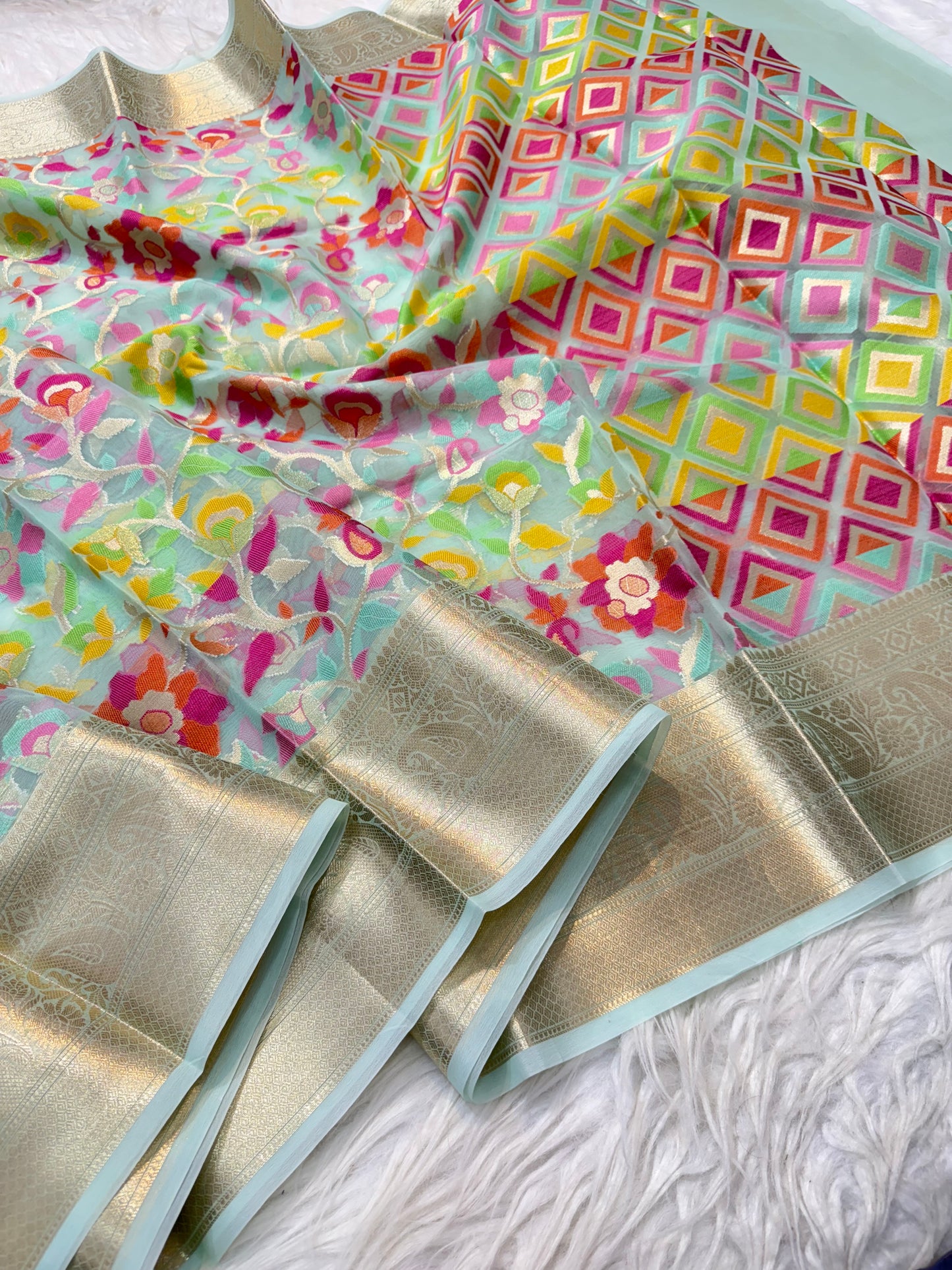 Banarasi kora organza tilfi saree