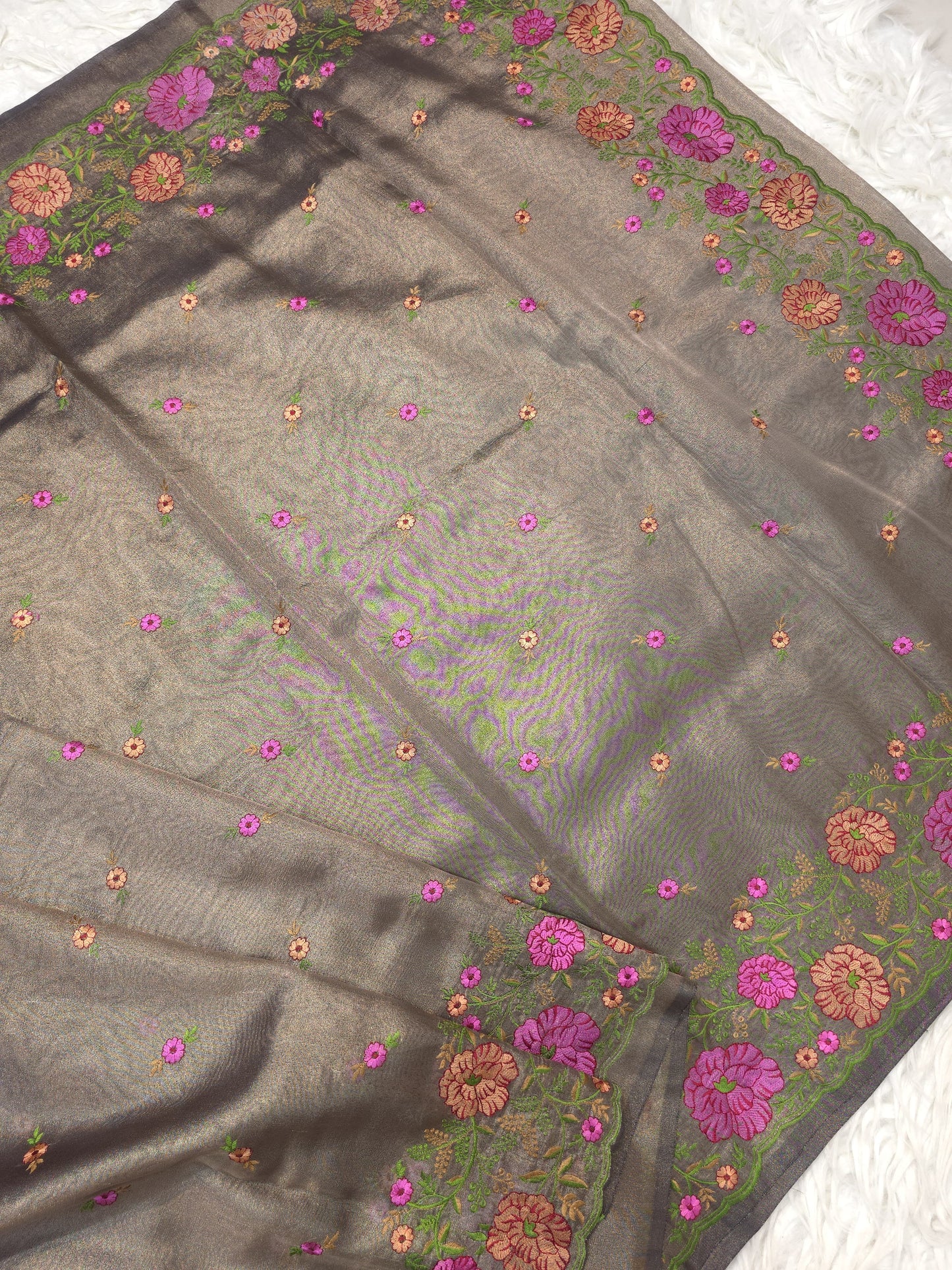 Banarasi tissue embroidery saree
