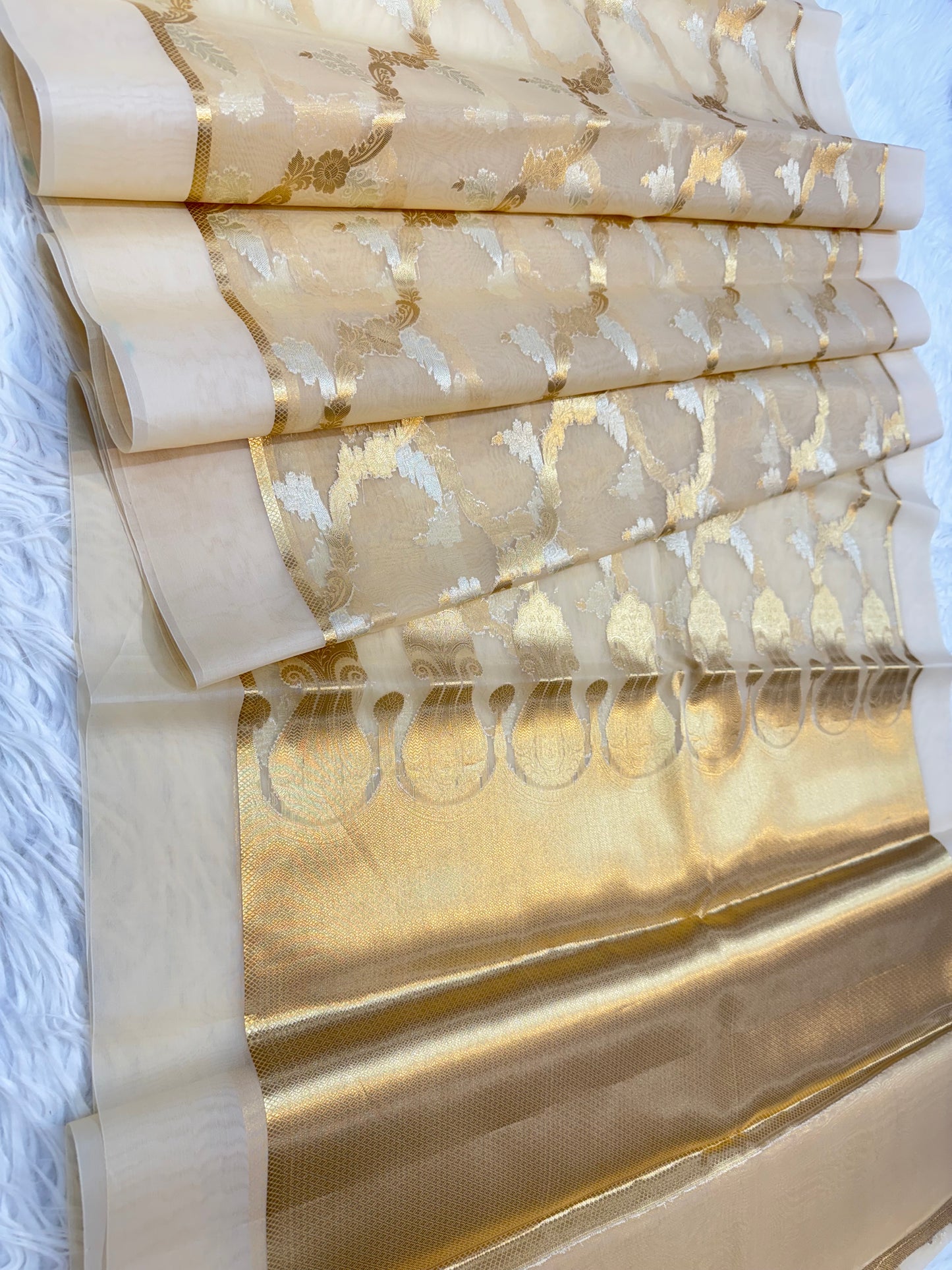 Banarasi kora organza alfi saree