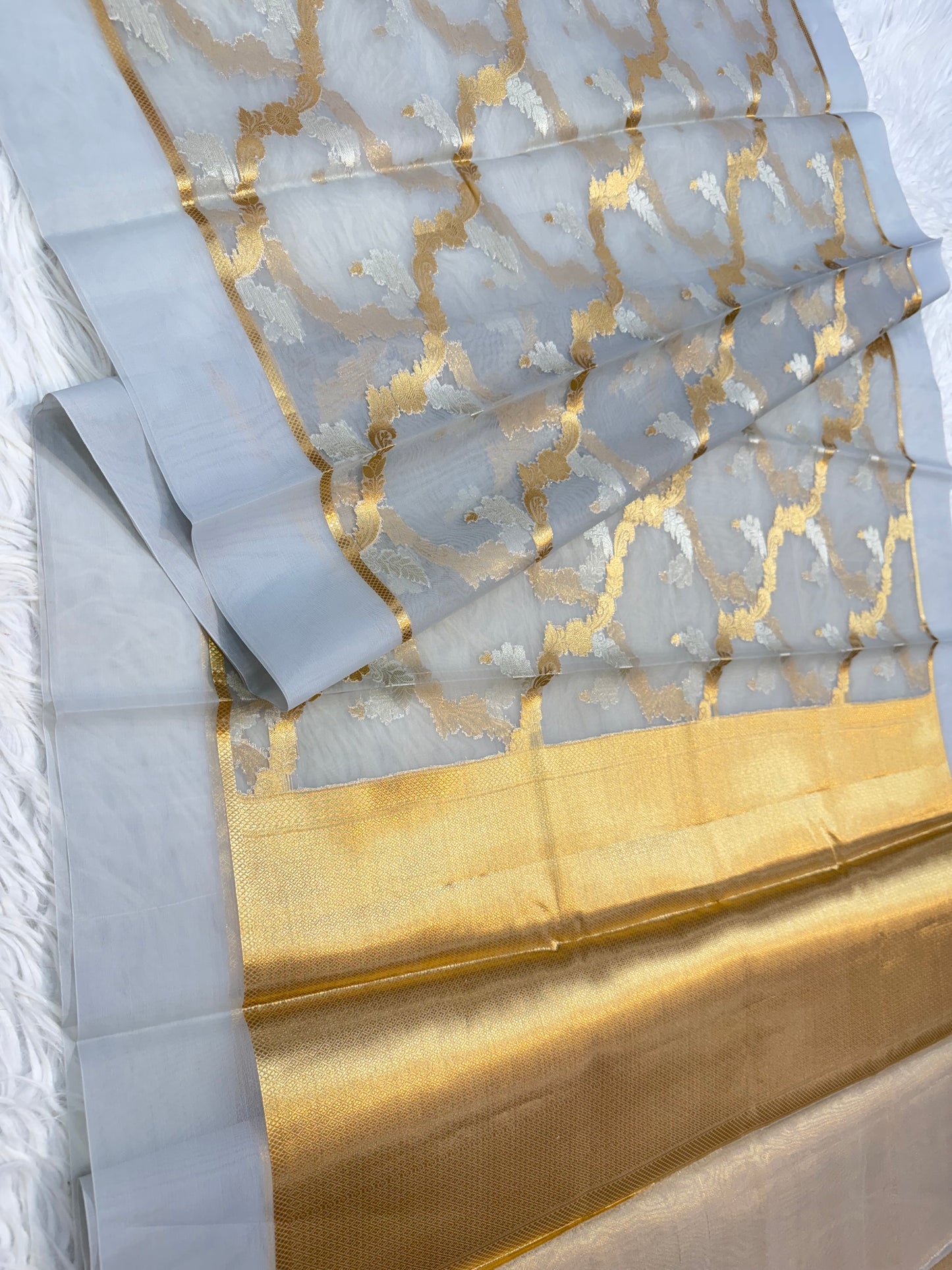 Banarasi kora organza alfi saree