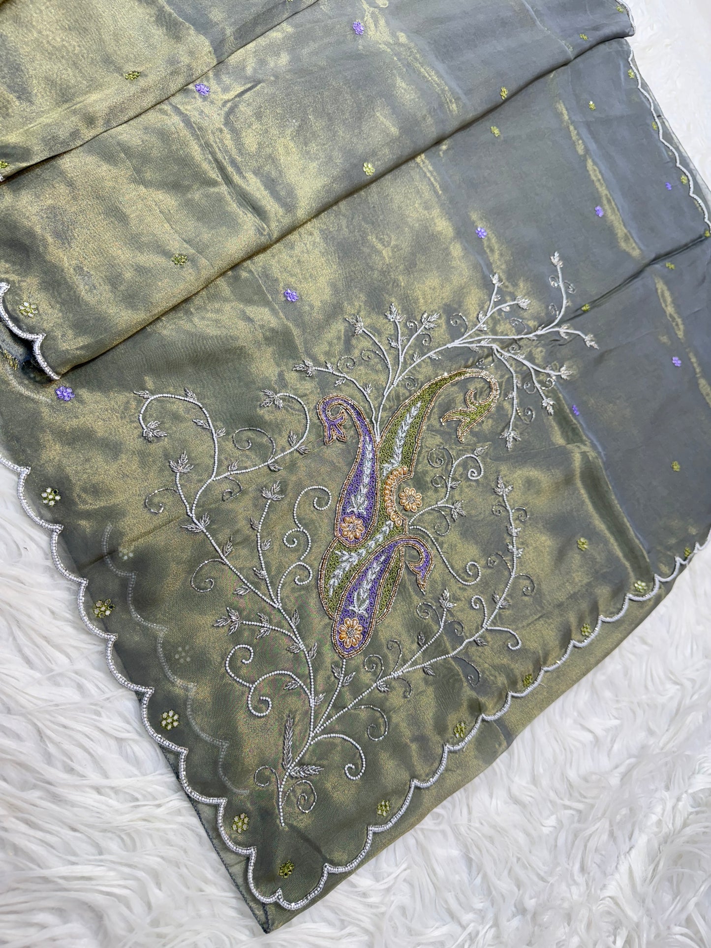 Tissue zardosi work fancy party wear