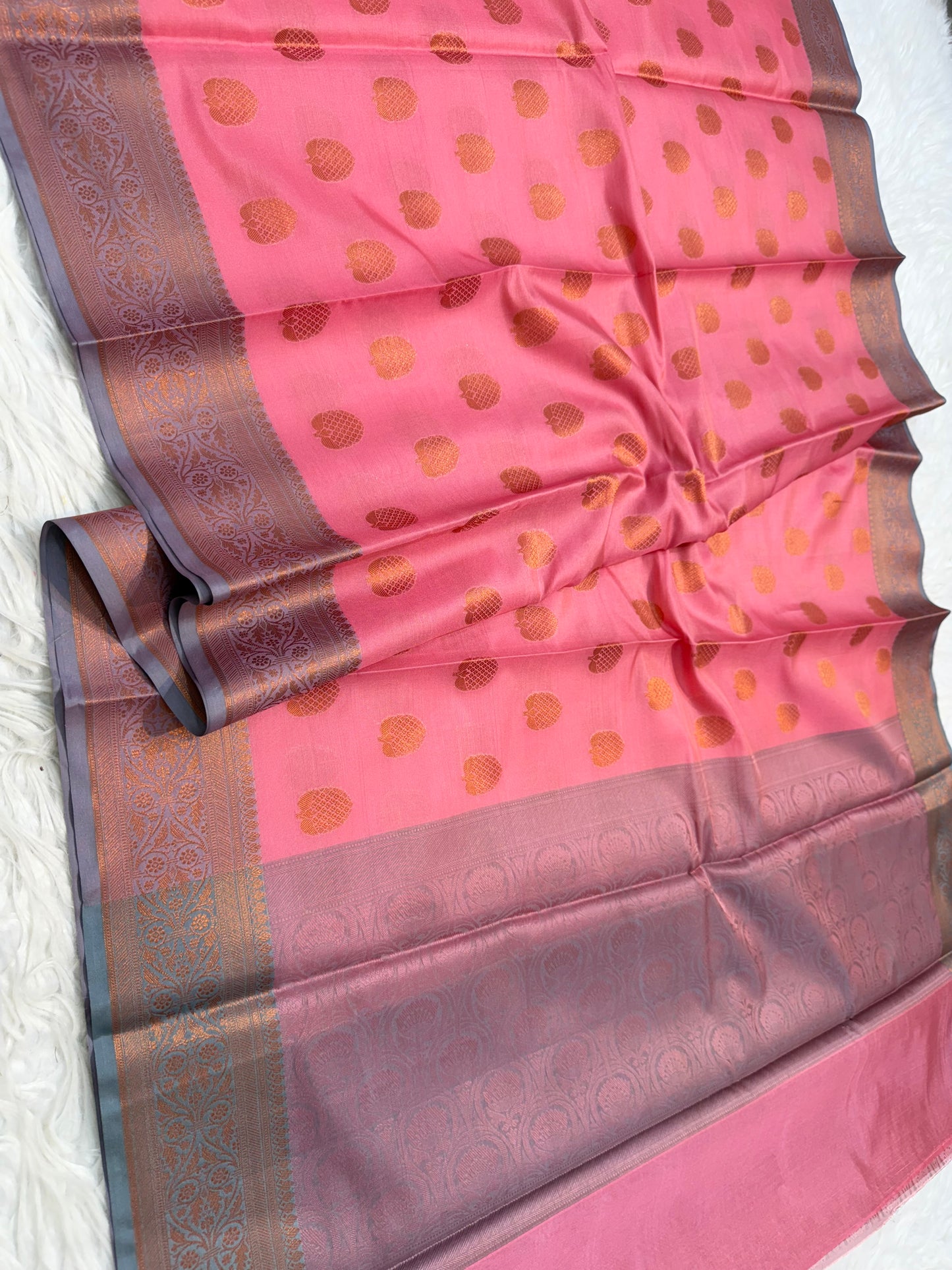 Pink premium soft silk Banarasi saree