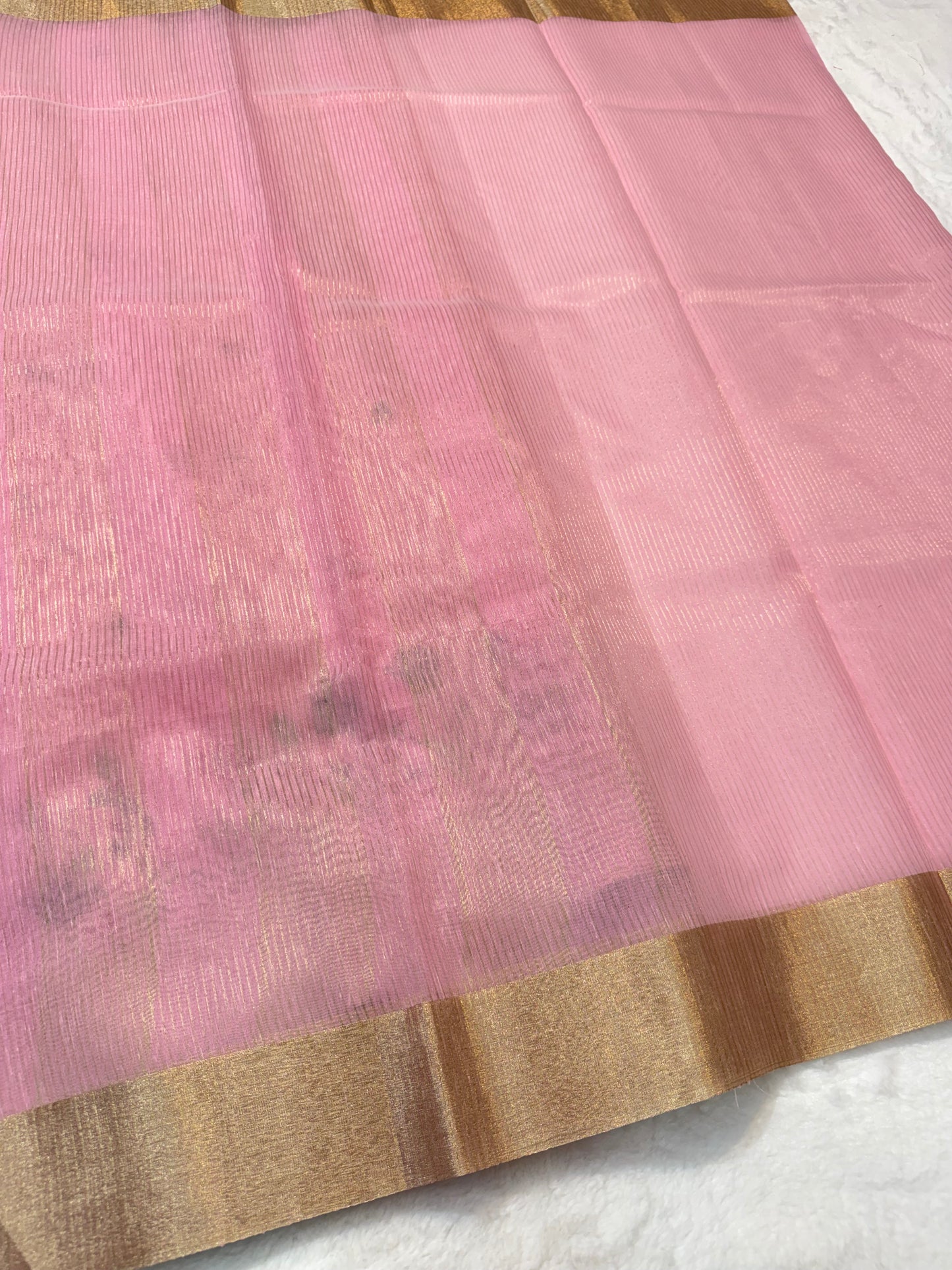 Pink shade linen embroidery premium Banarasi saree