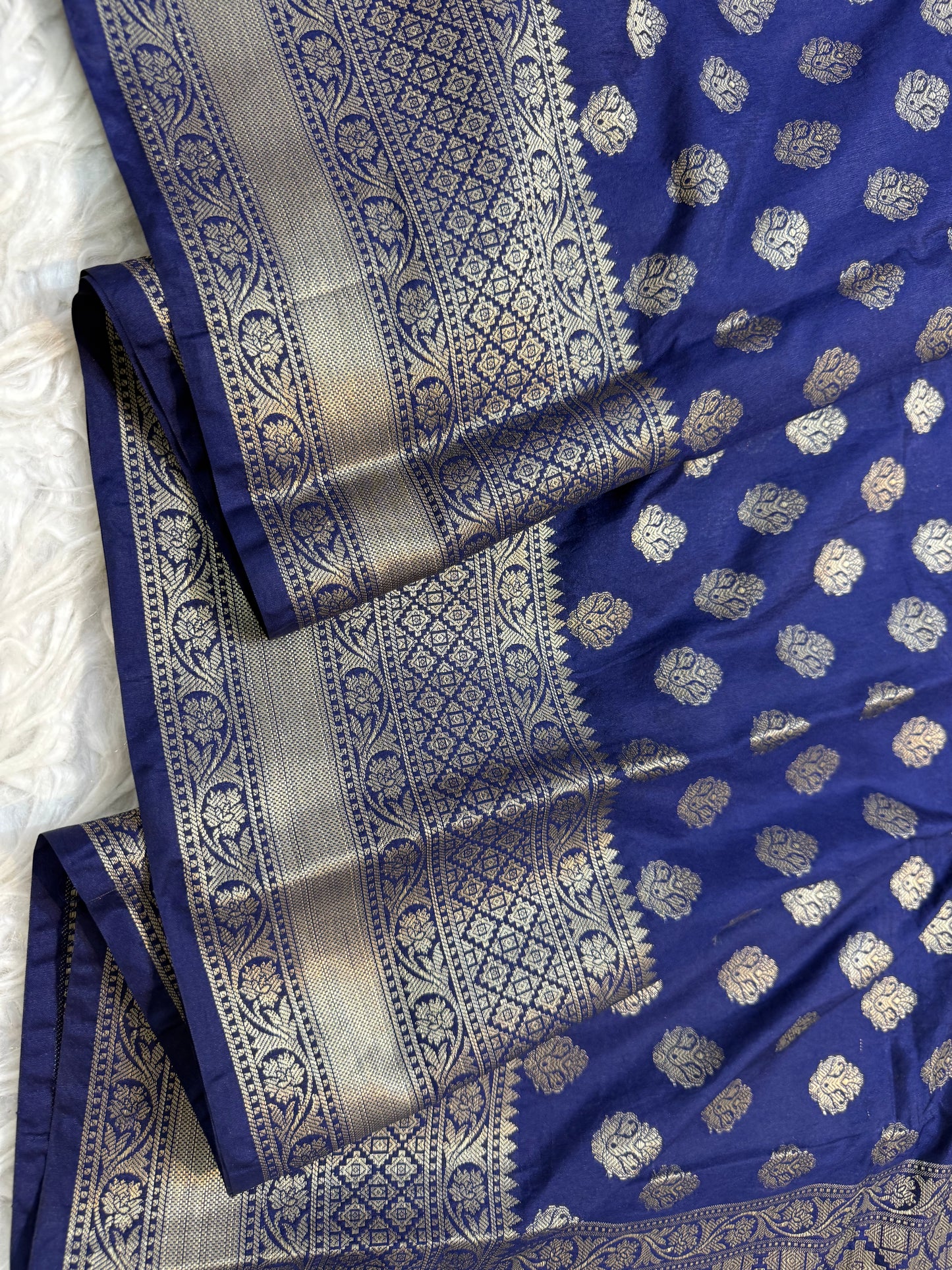 Nevy shade Dupion Silk Banarasi Saree