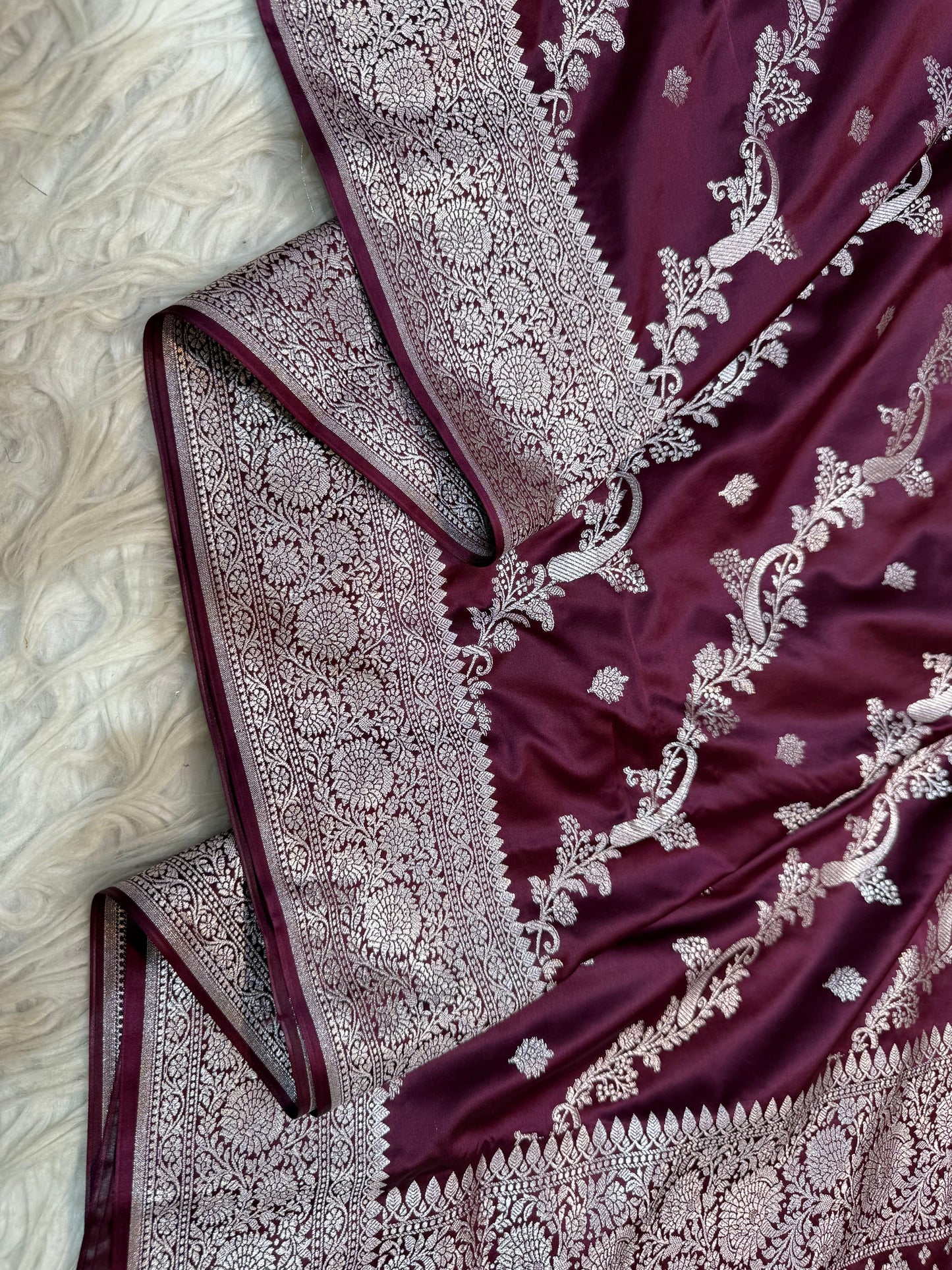 Wine shade premium mashru katan Banarasi saree