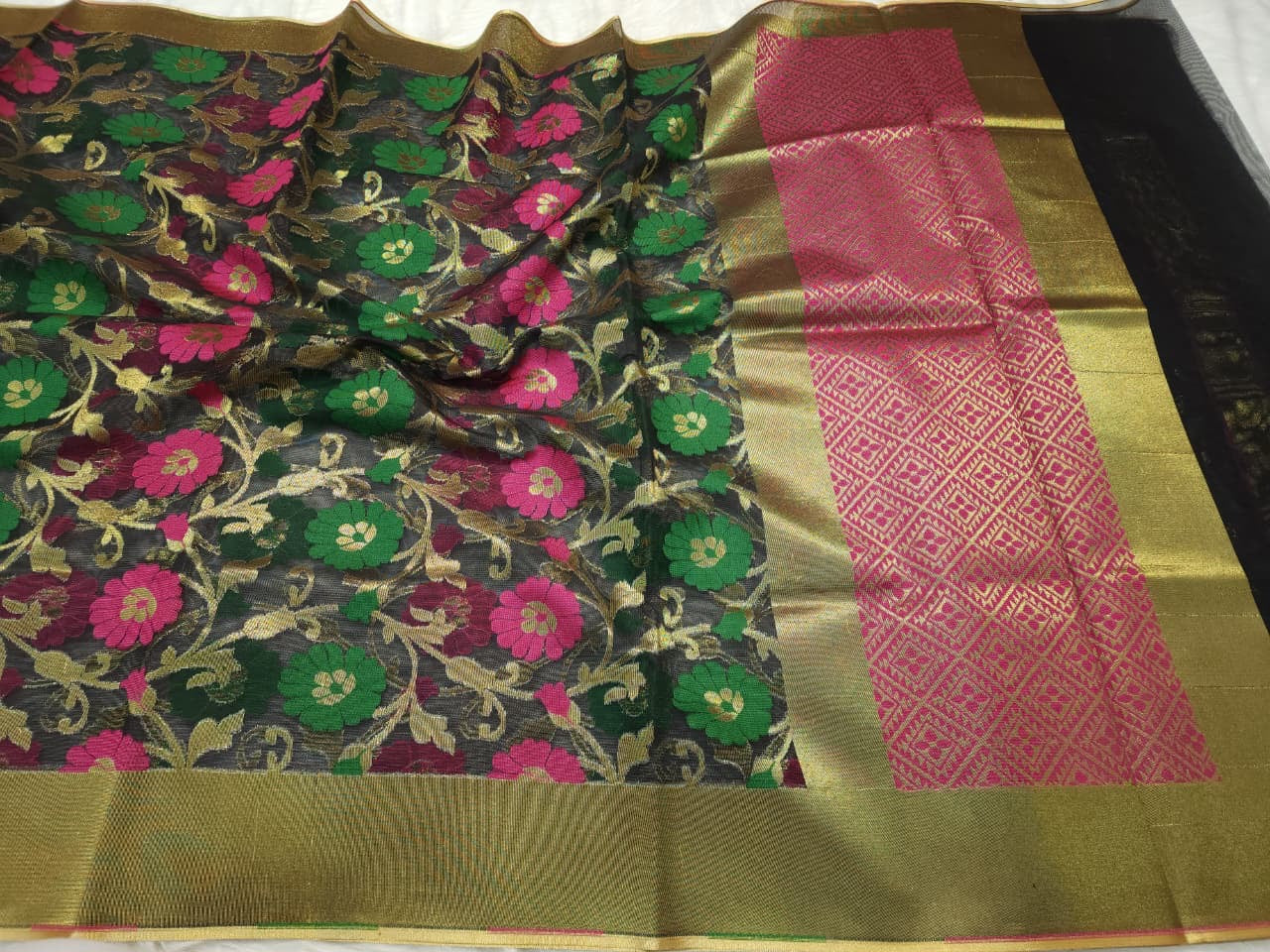 Multicolour shade supernet silk premium Banarasi saree
