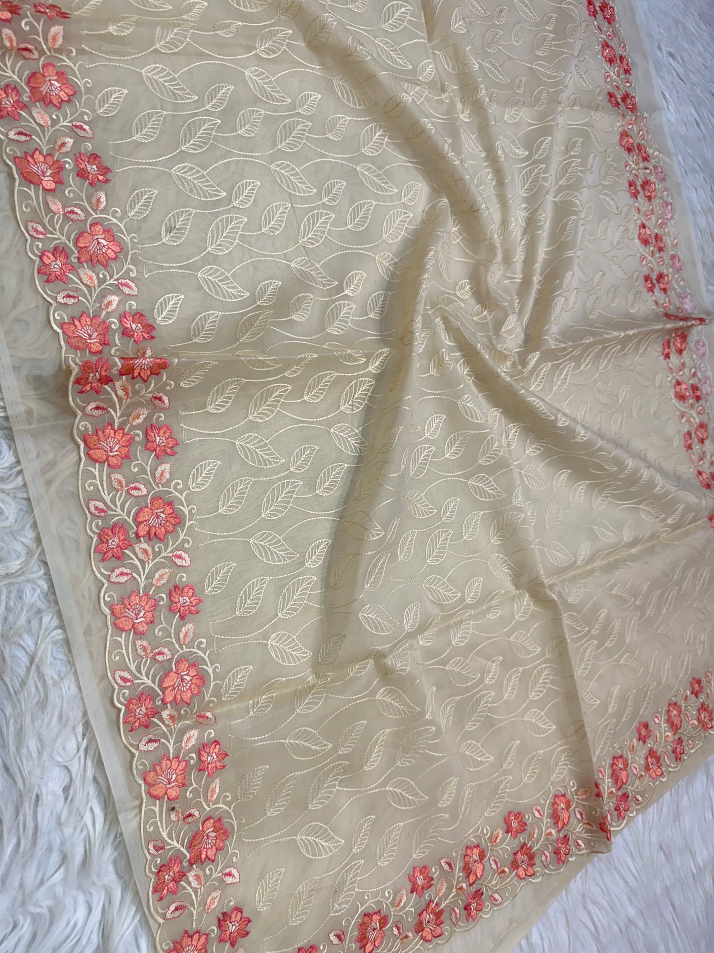 Banarasi kora organza embroidery saree