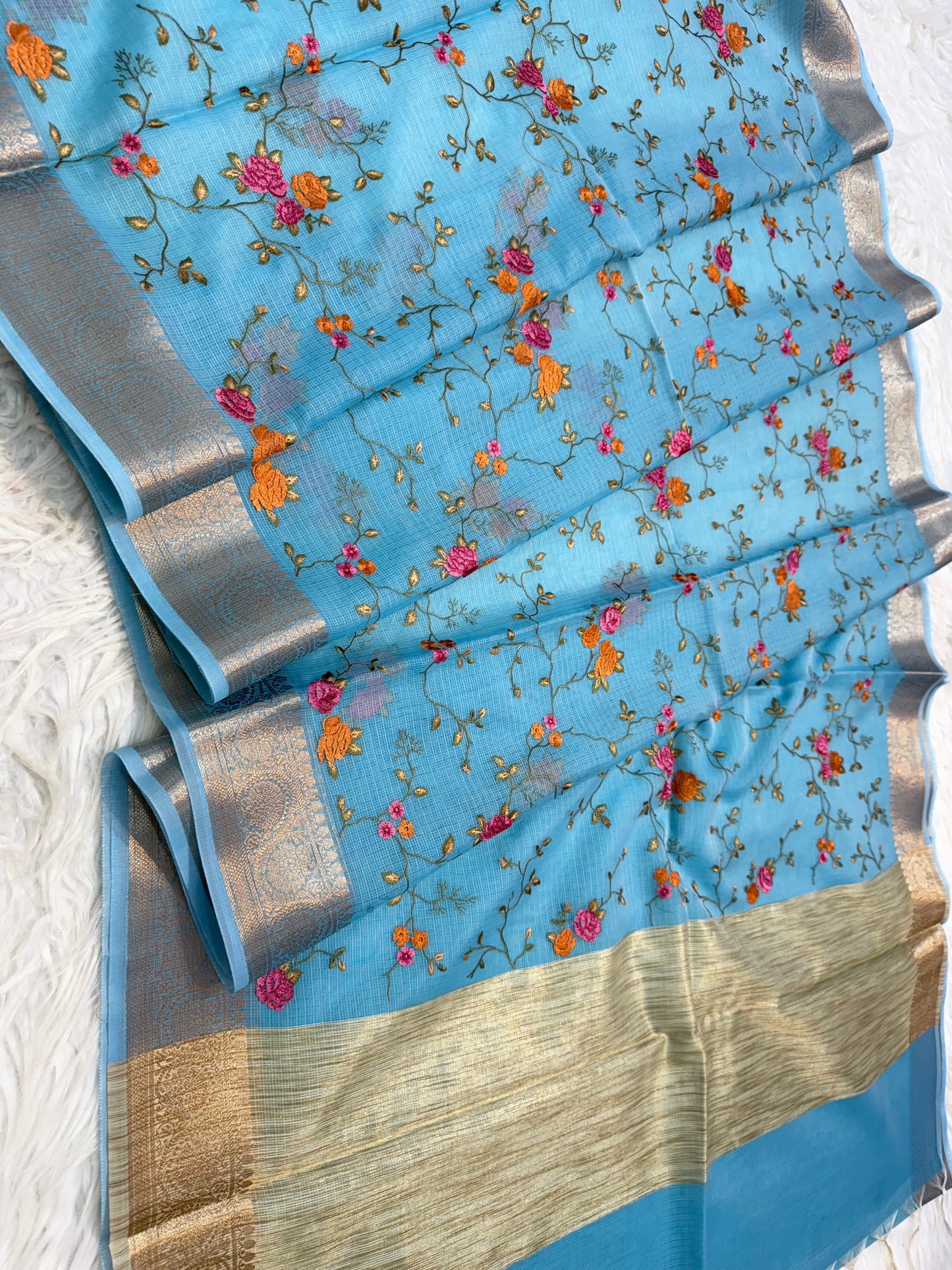 Kota fancy embroidery Banarasi saree