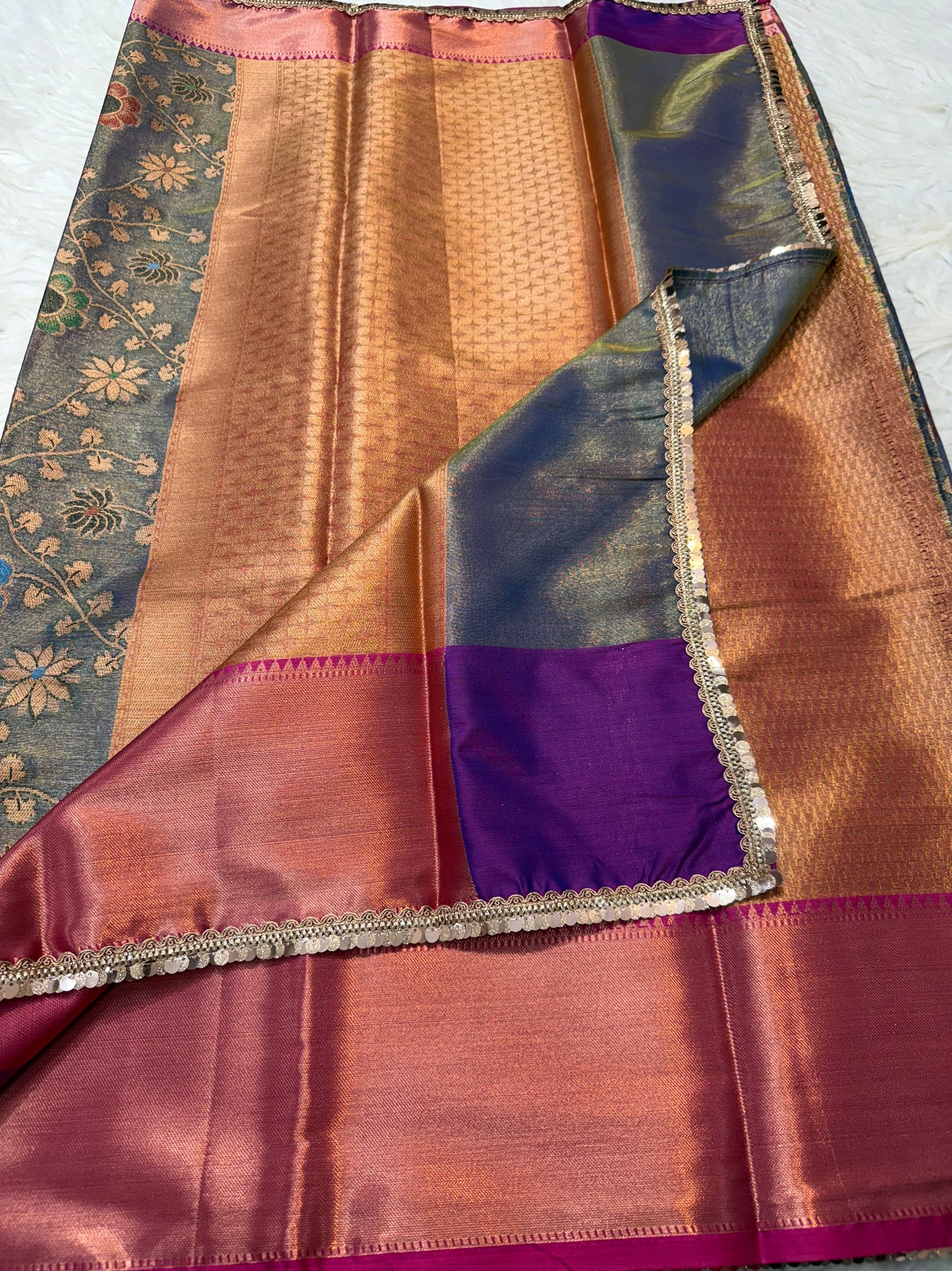 Banarasi tissue silk with lace attached saree
