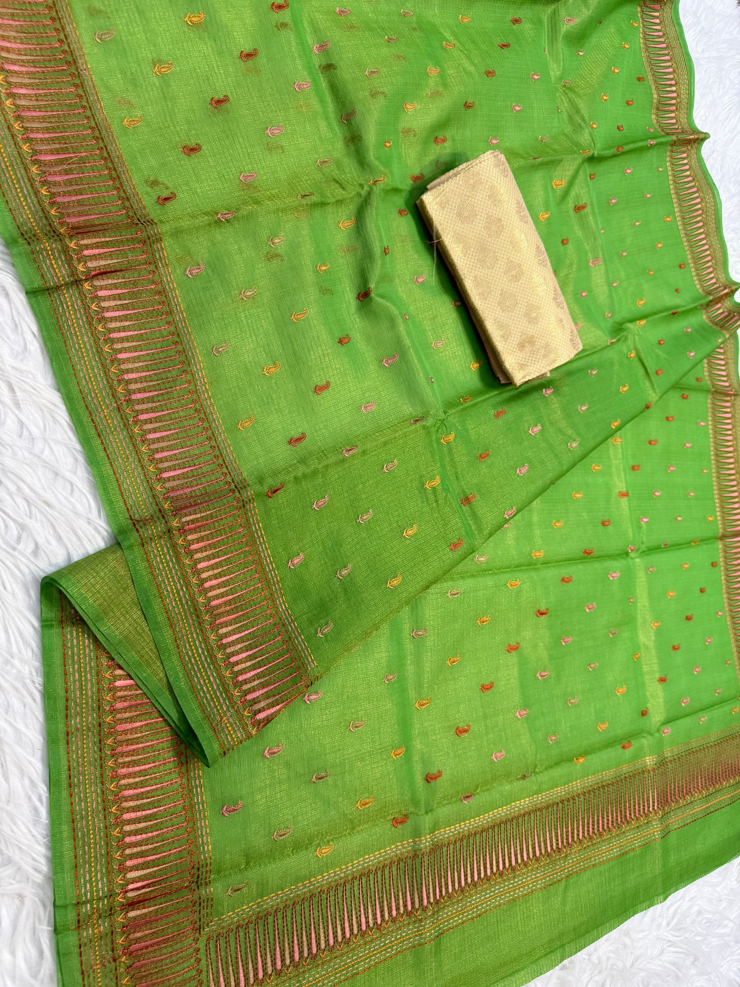 Banarasi tissue embroidery saree