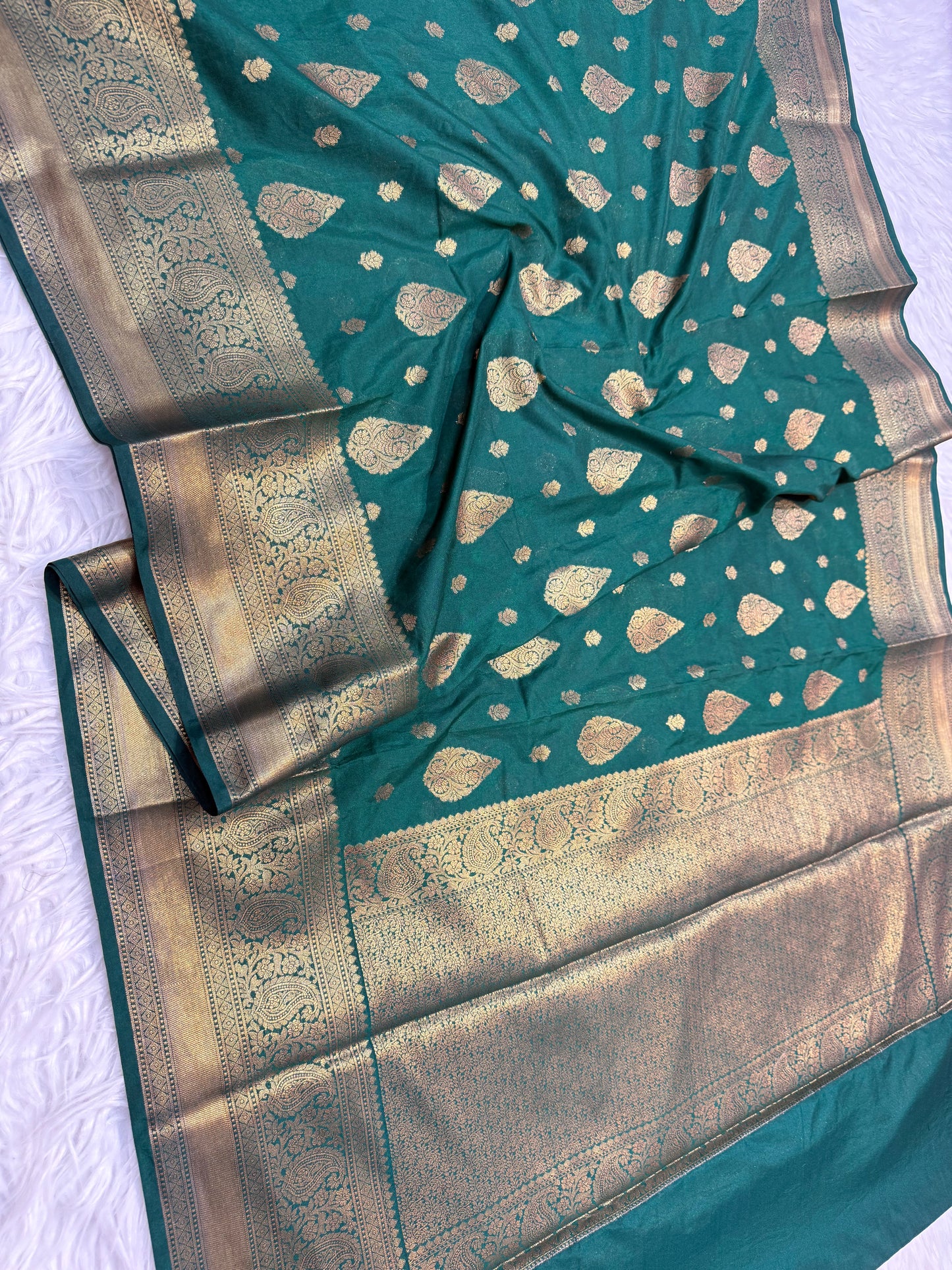 Bottle green shade georgette Banarasi saree