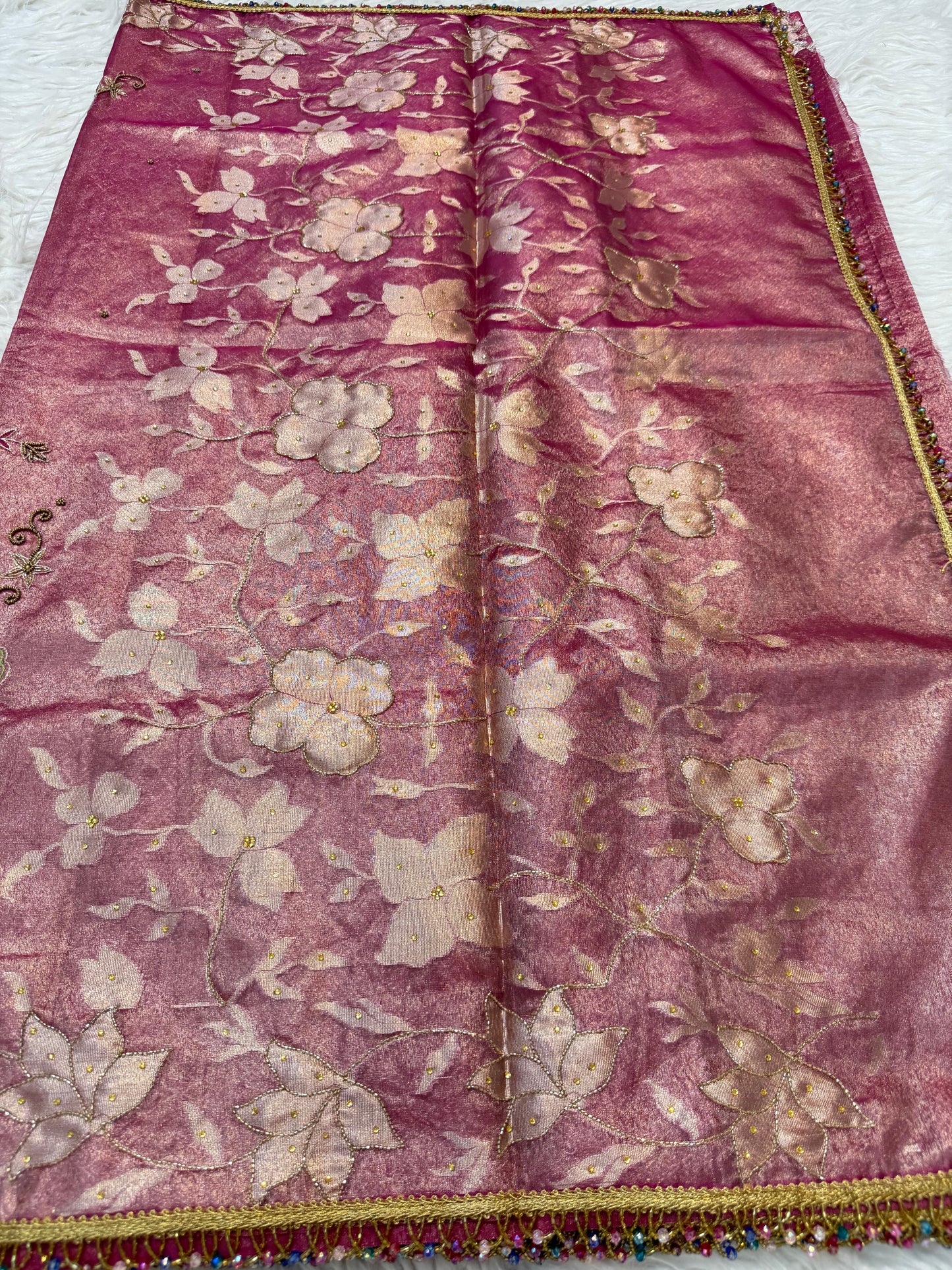 Maharani shade tissue ari & zardosi work designer premium Banarasi saree