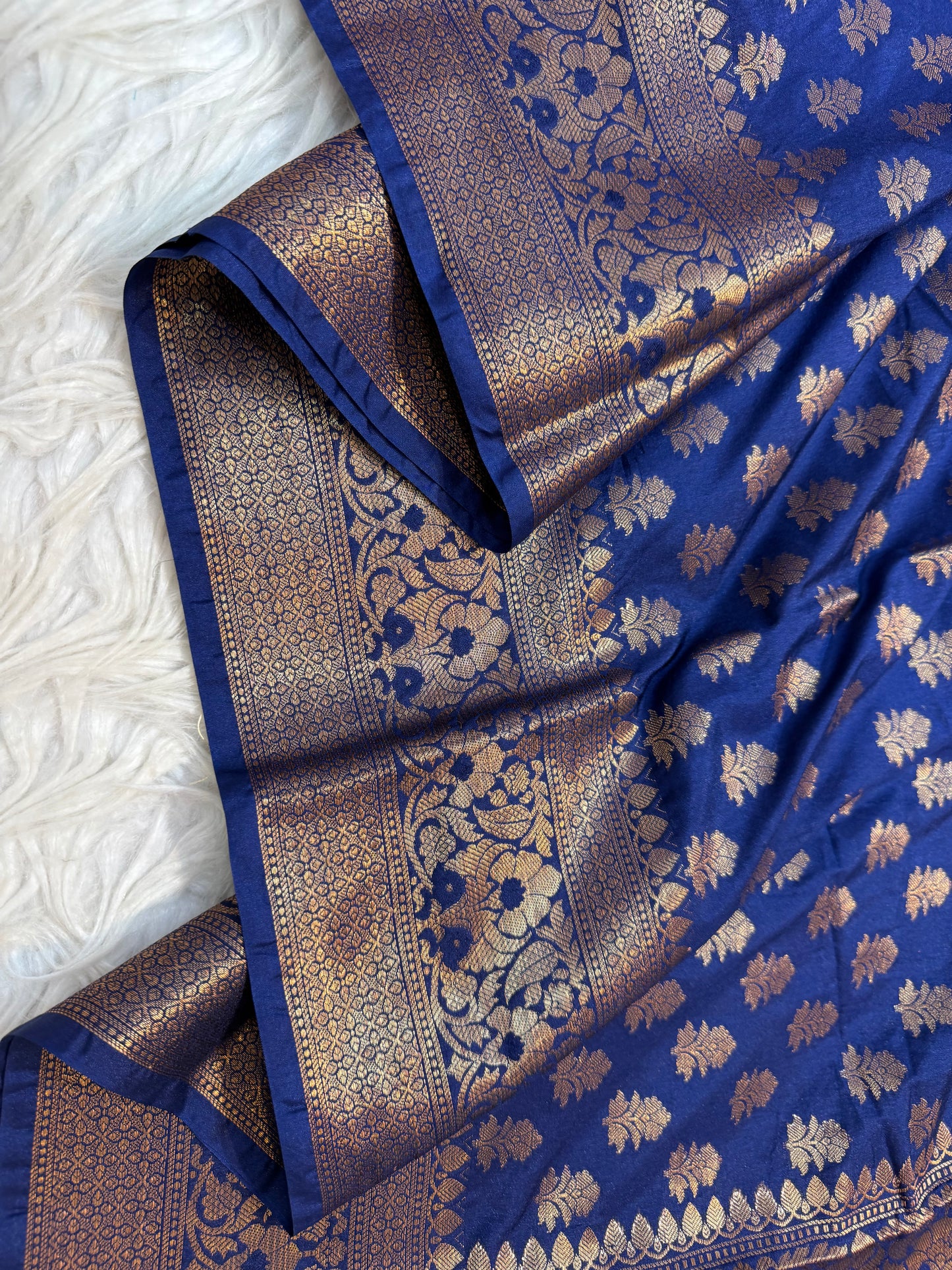 Royal blue shade Dupion Silk premium Banarasi Saree