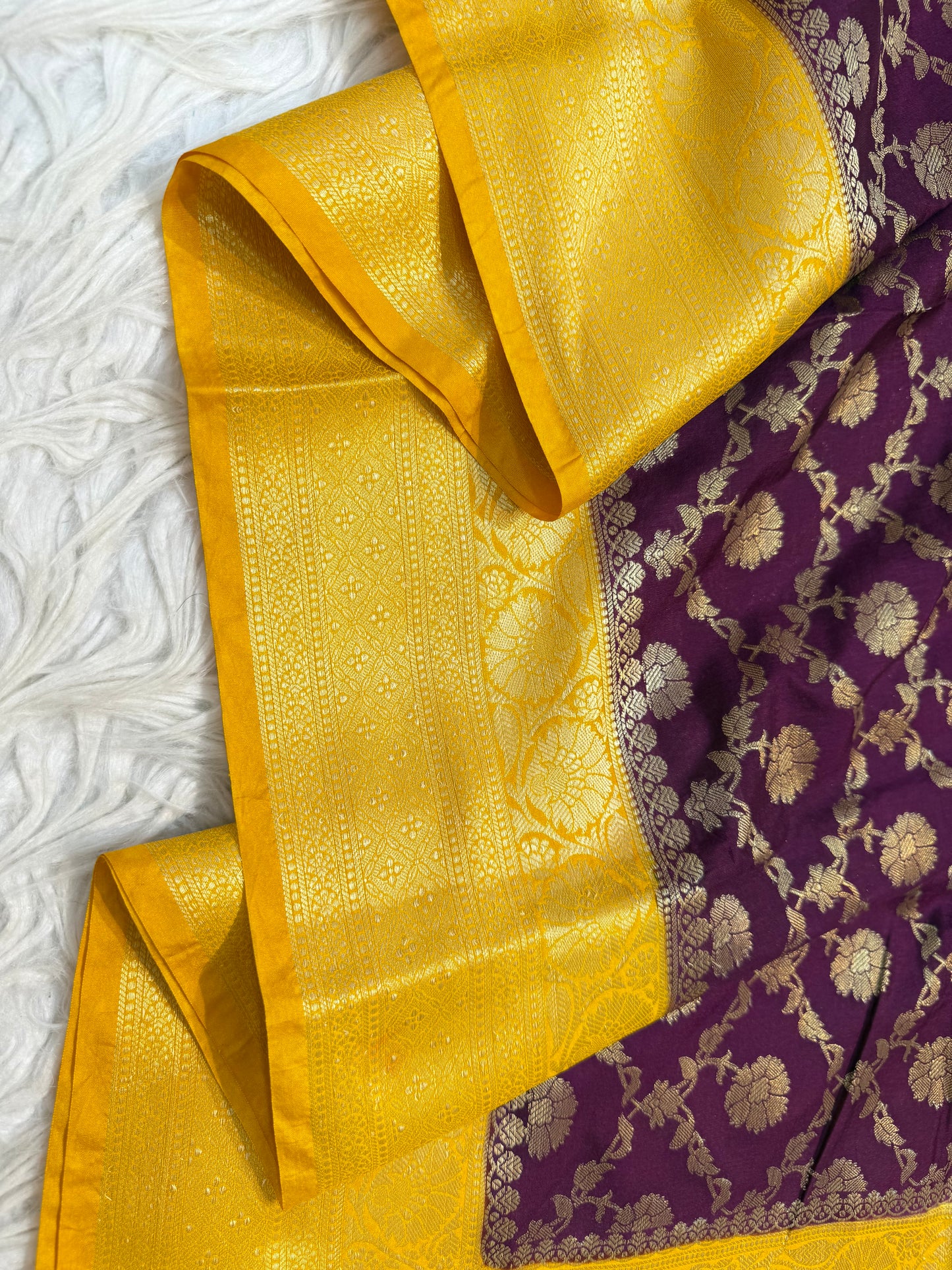 Magenta mango shade Dupion Silk premium Banarasi Saree