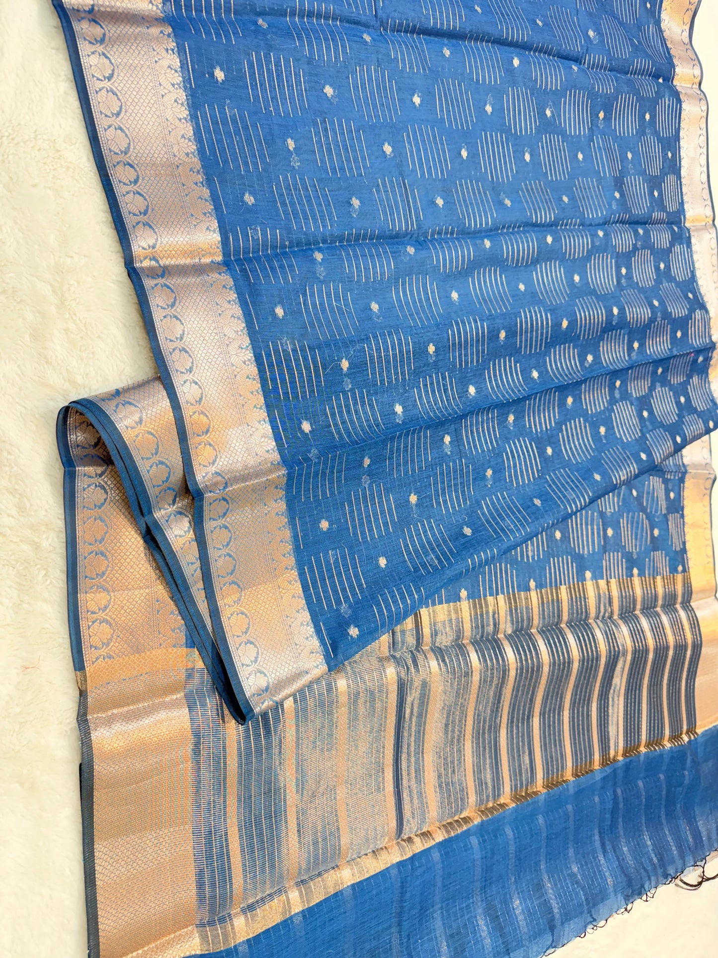 Sky blue shade cotton silk premium Banarasi saree