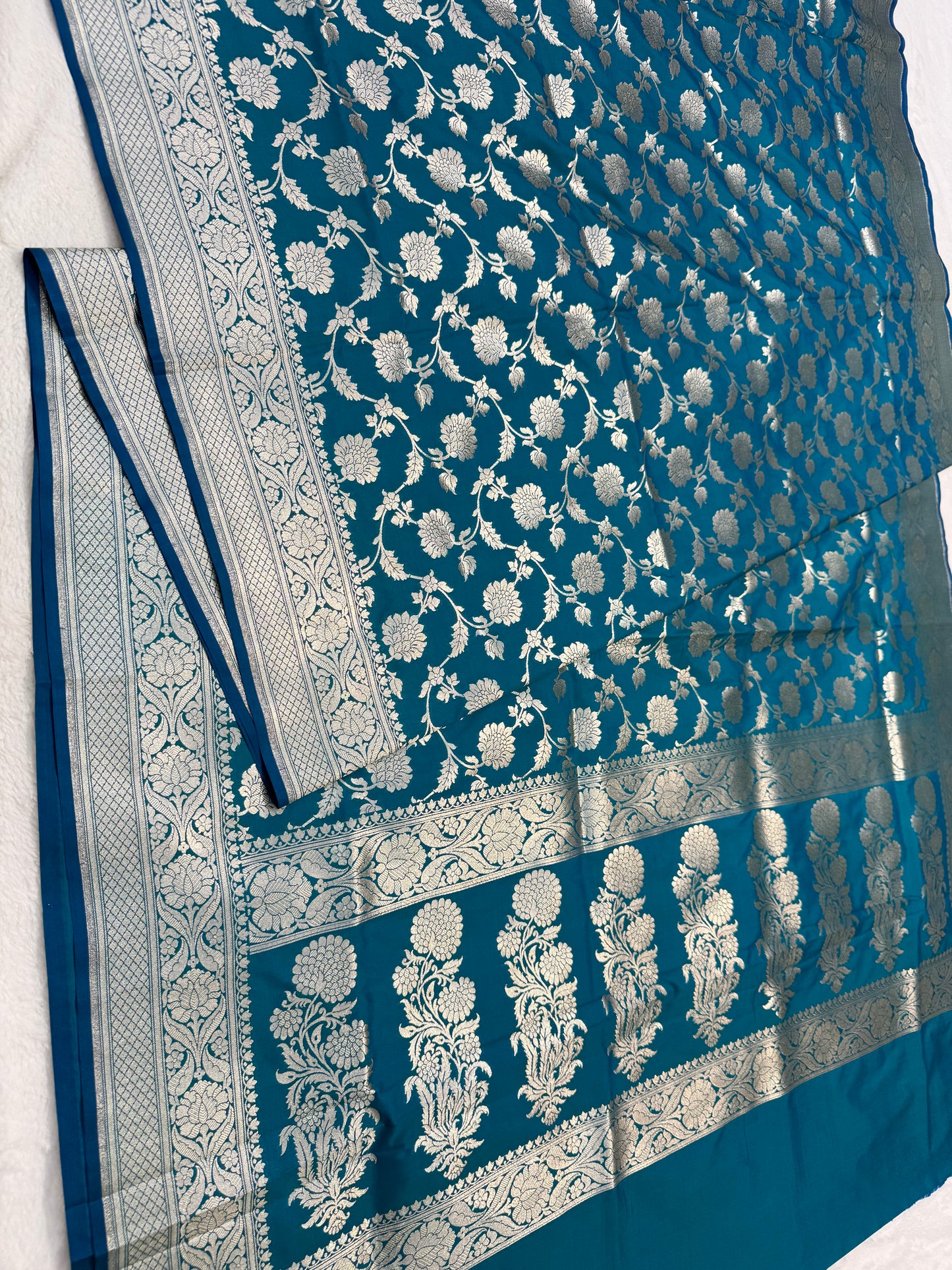 Rama green shade katan Banarasi silk Saree