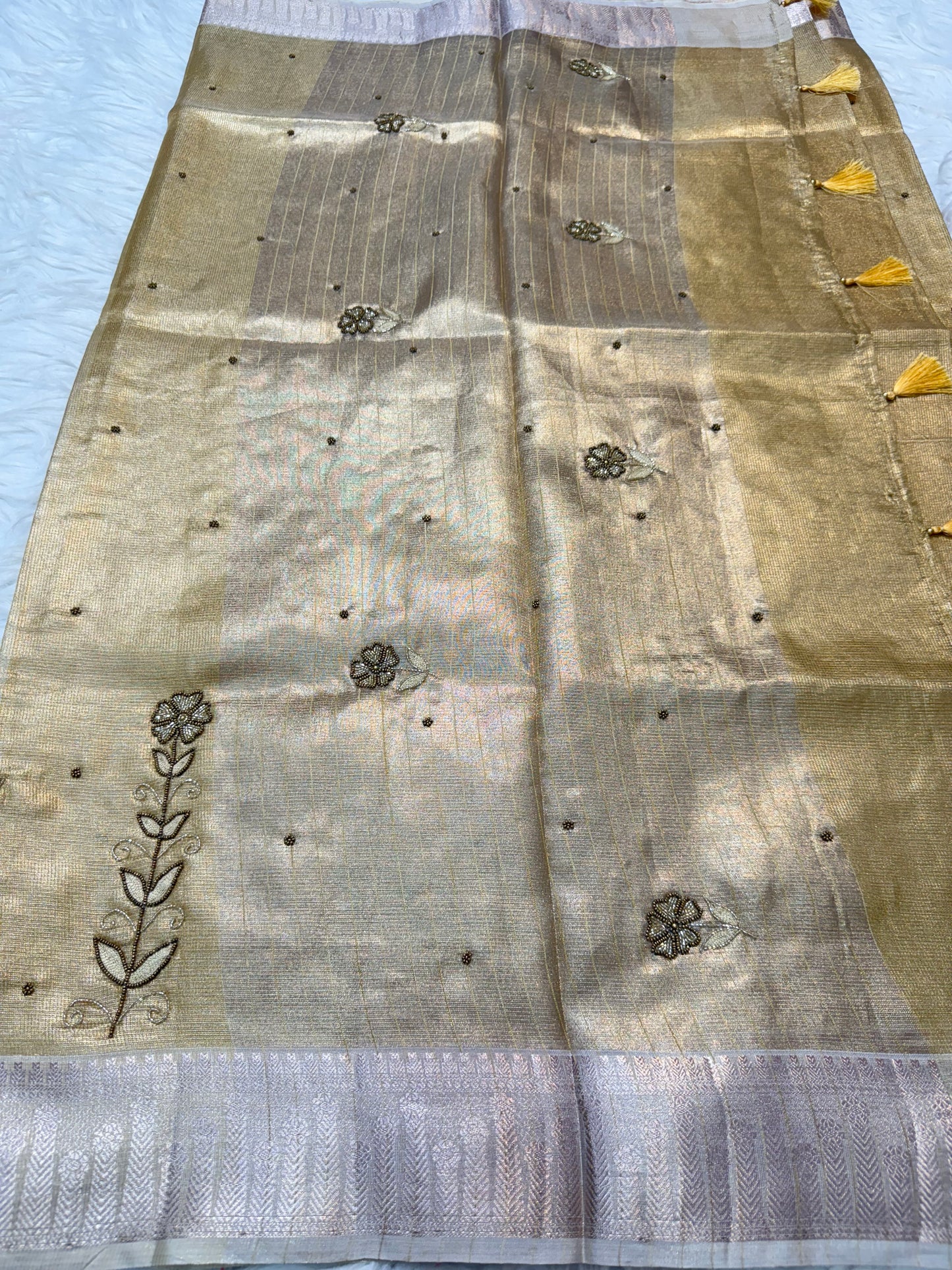 gold shade tissue kota zardosi work Banarasi saree