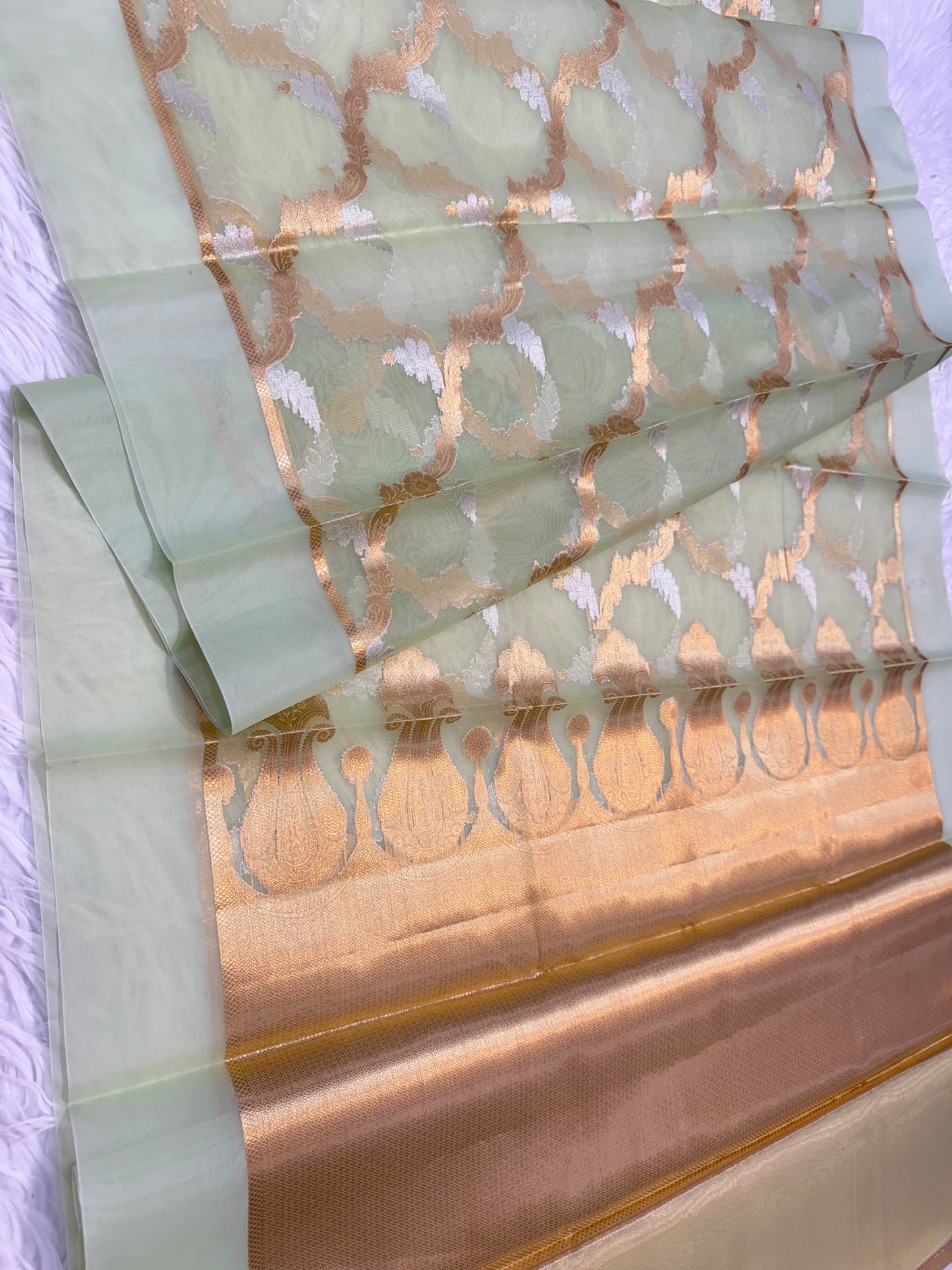 Banarasi kora organza alfi saree