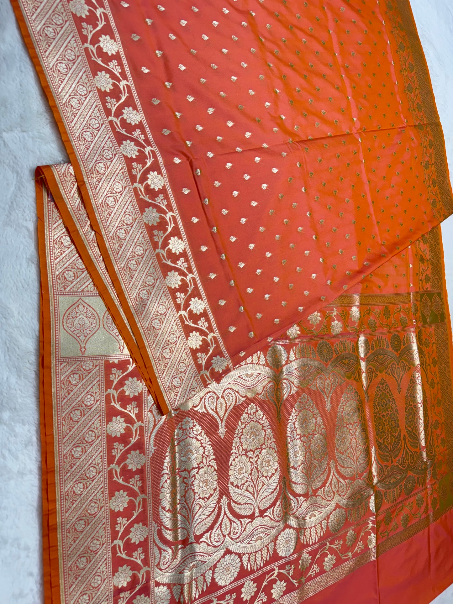 Peach shade katan Banarasi silk Saree