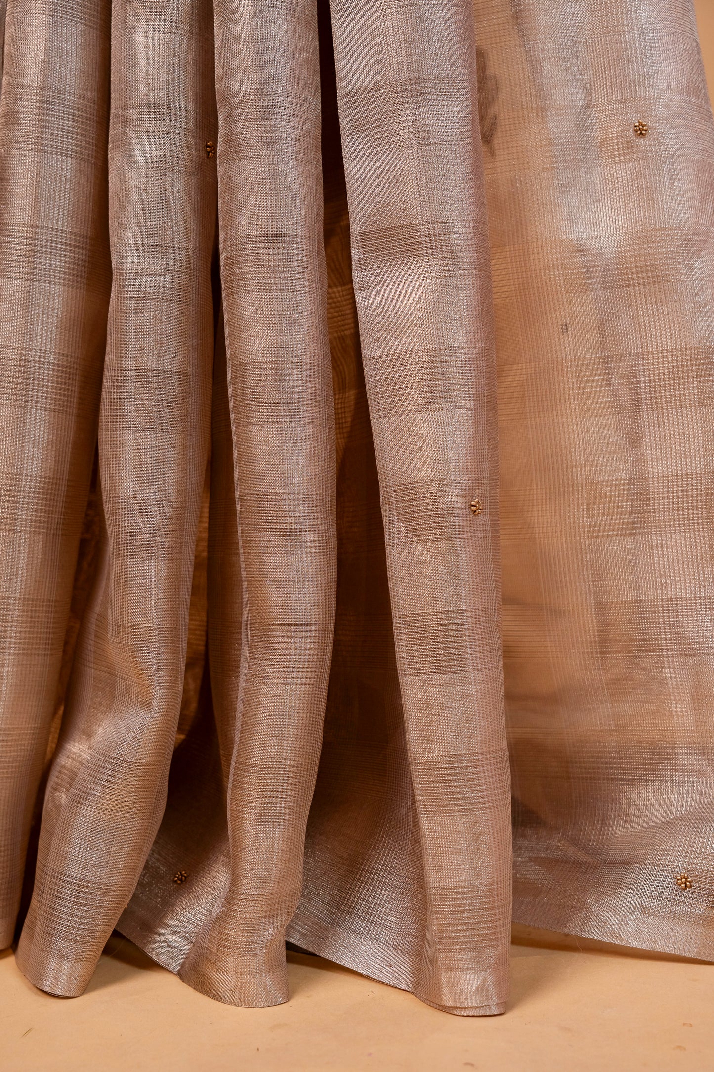 Beige shade tissue kota designer hand work Banarasi saree