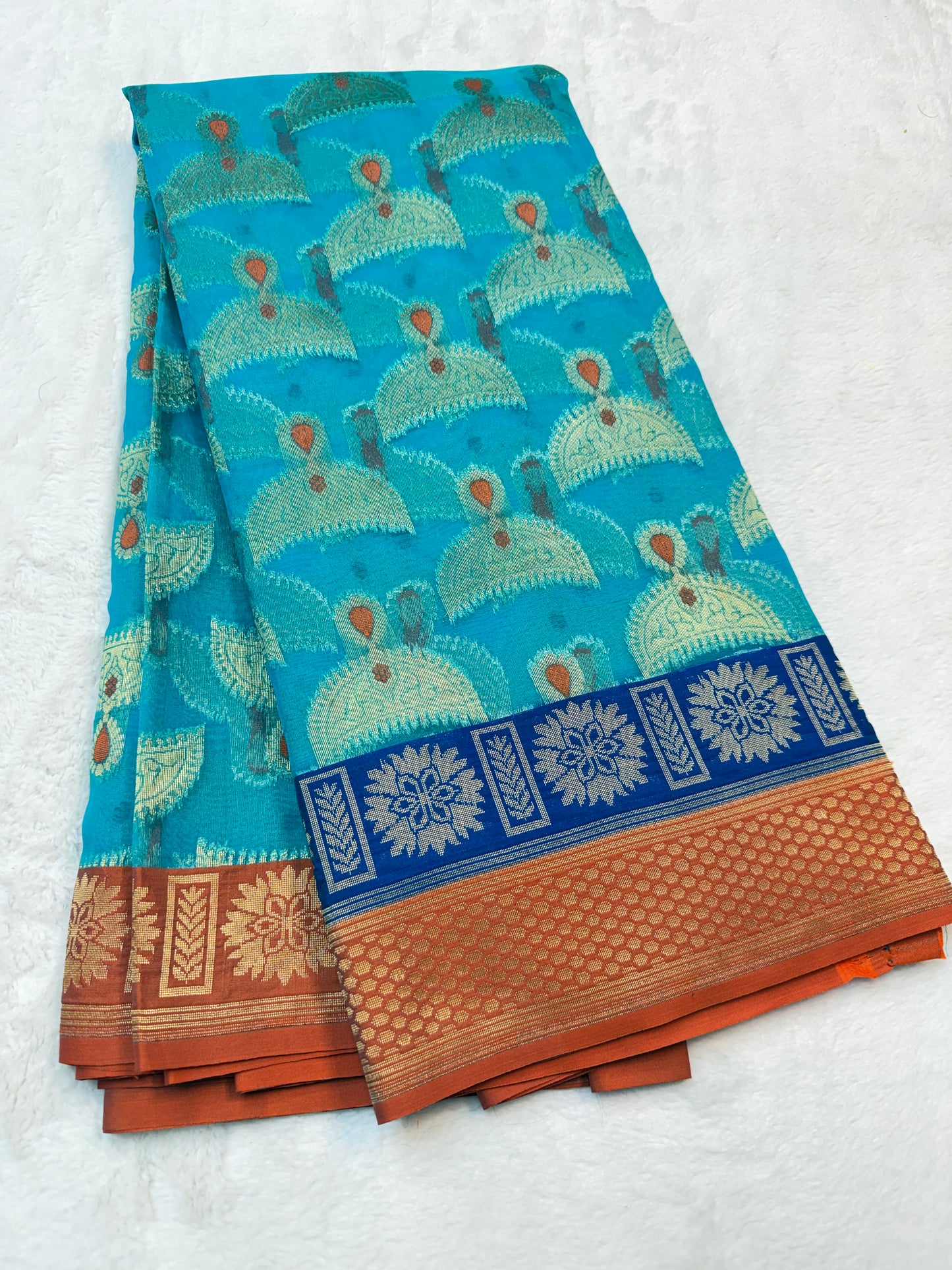 Multicolour shade kora silk premium Banarasi saree