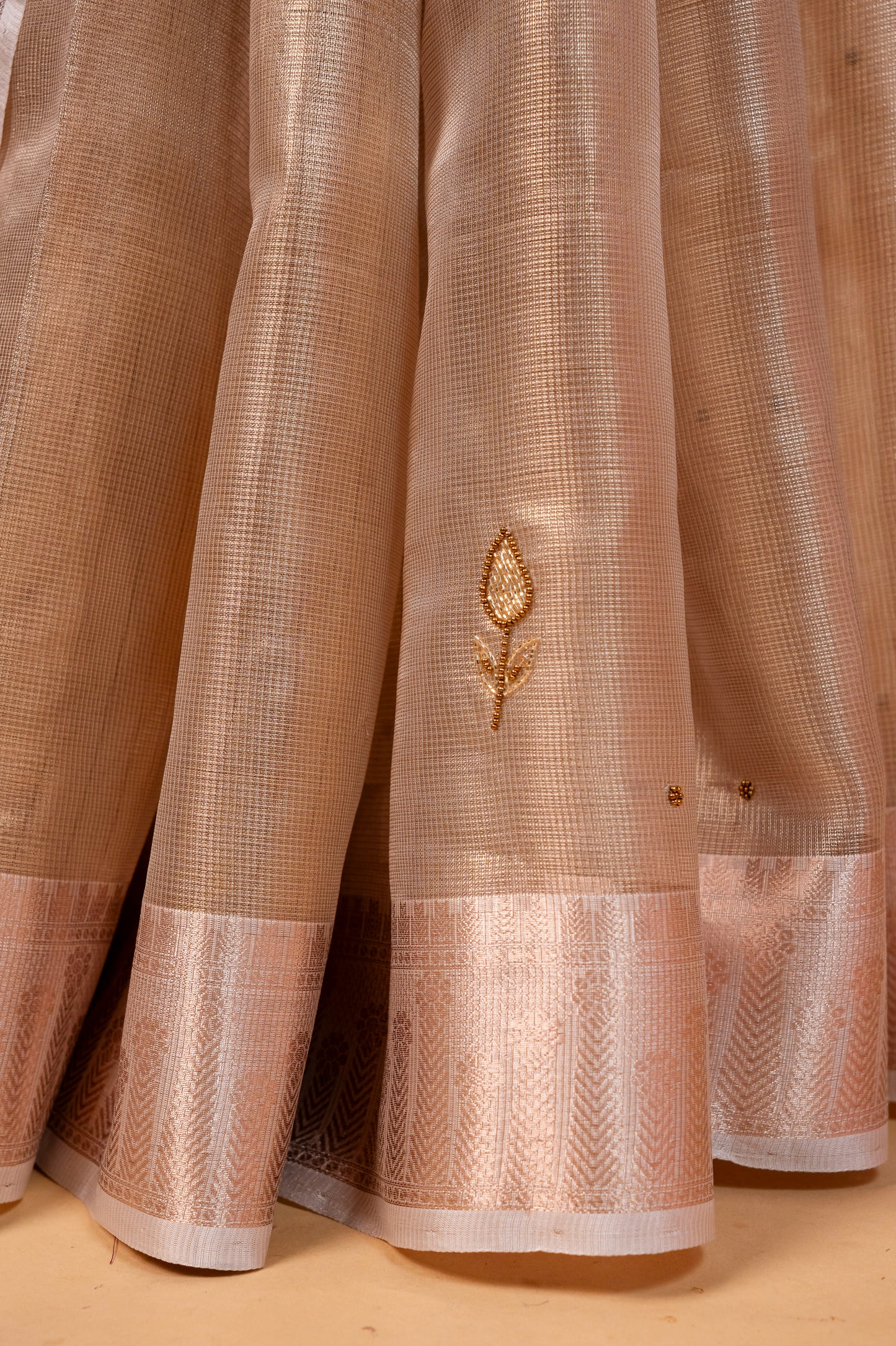 Beige shade tissue designer hand work Banarasi saree